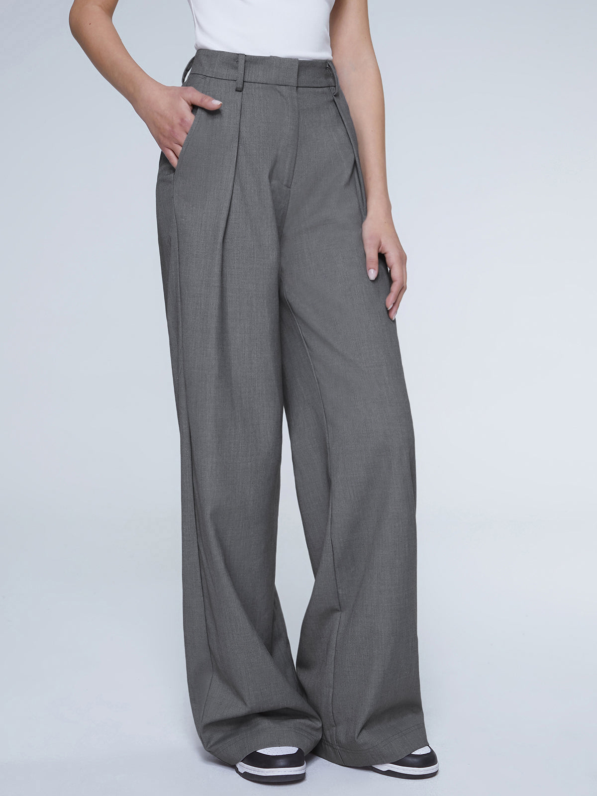 Thecomense - Oversized High Waisted Pleat Front Trousers
