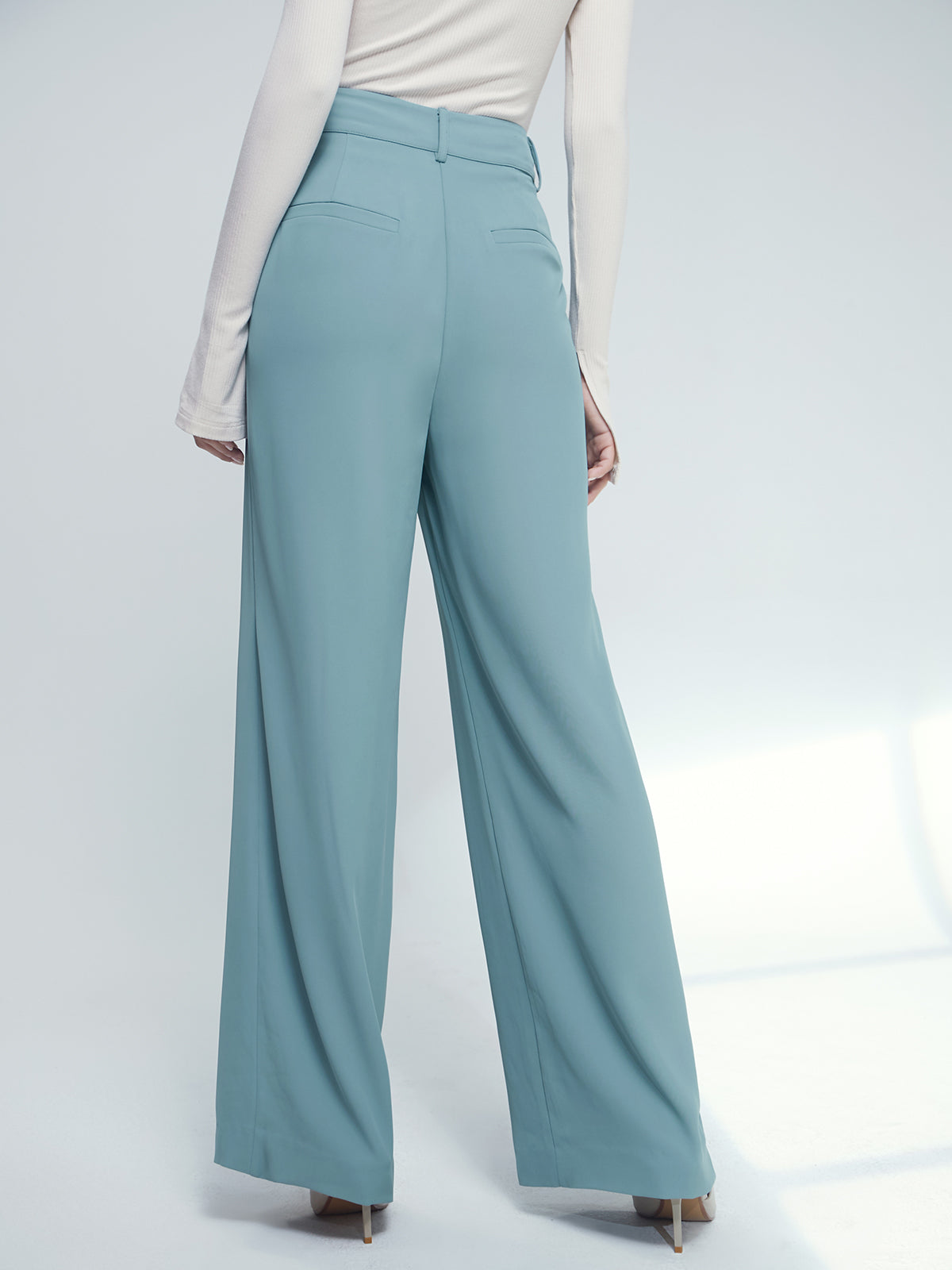 Thecomense - Wide Leg Pleat Front Pants