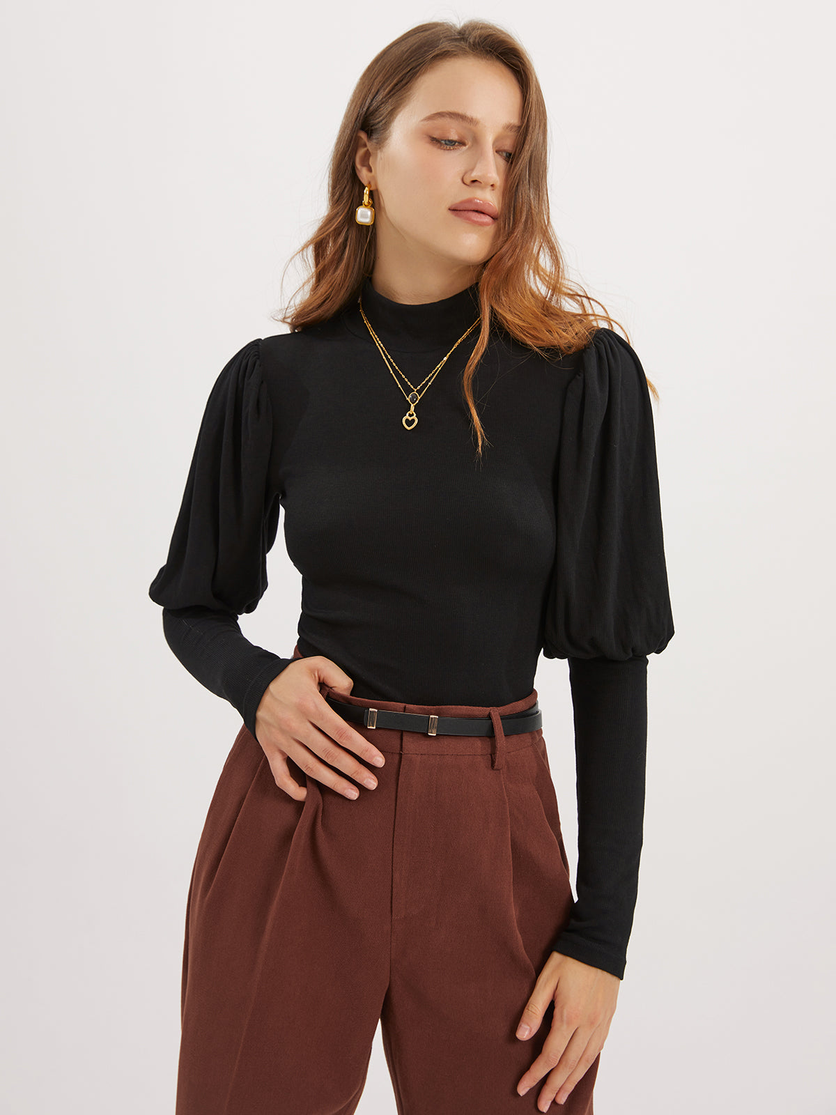 Thecomense - Solid Puff Long Sleeve Shirt
