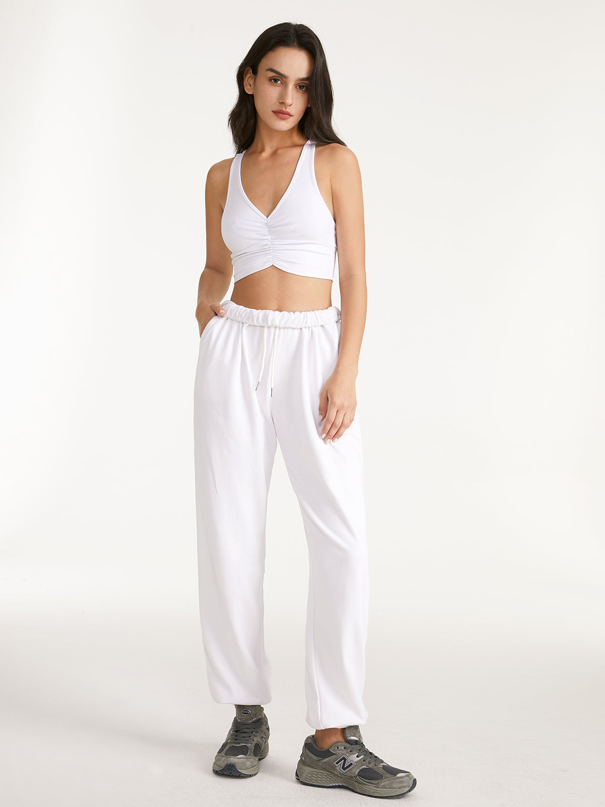 Thecomense - Petal Ruche Cropped Tank Top