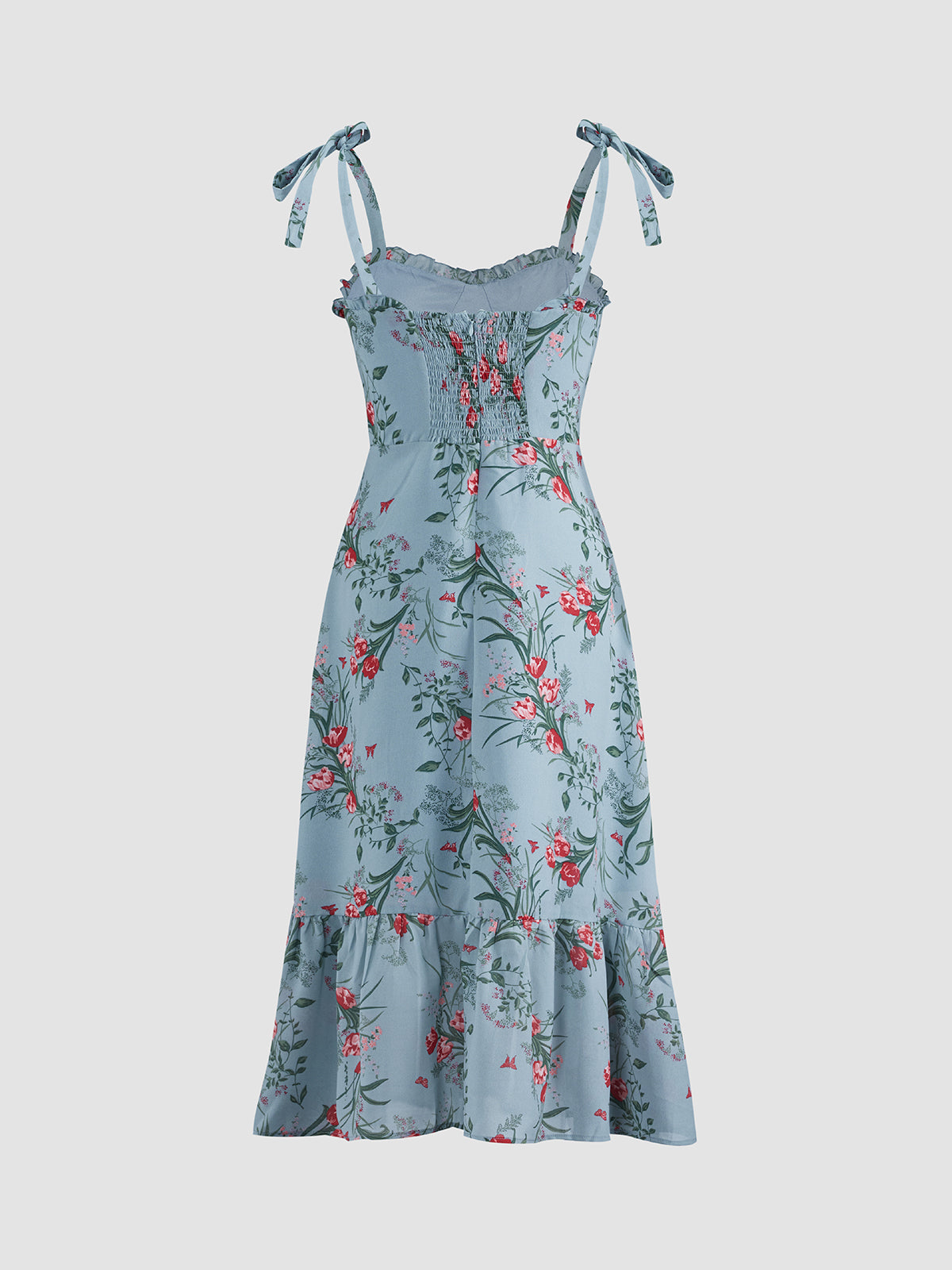 Thecomense - Nostalgic Meadows Floral Strap Flowy Long Dress
