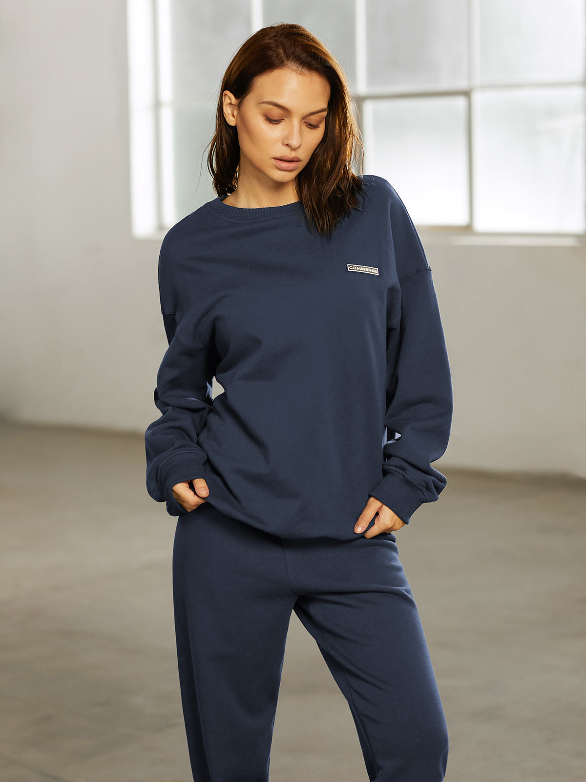 Thecomense - Drop Shoulder Crewneck Sweatshirt
