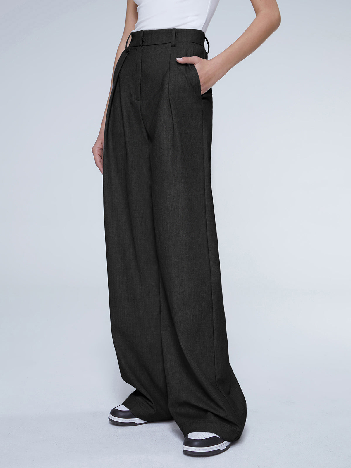 Thecomense - Oversized High Waisted Pleat Front Trousers