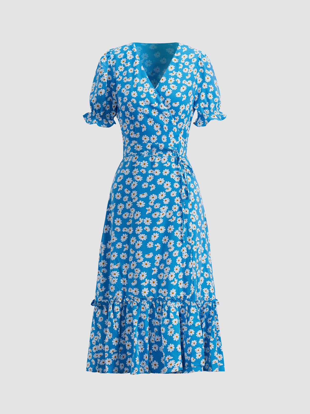 Thecomense - Sweetheart Daisy Ruffle Midi Dress