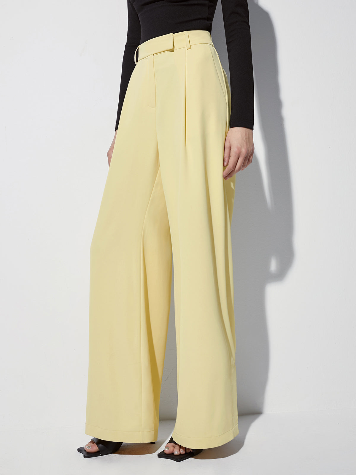 Thecomense - High Waisted Wide Leg Pleat Front Trousers