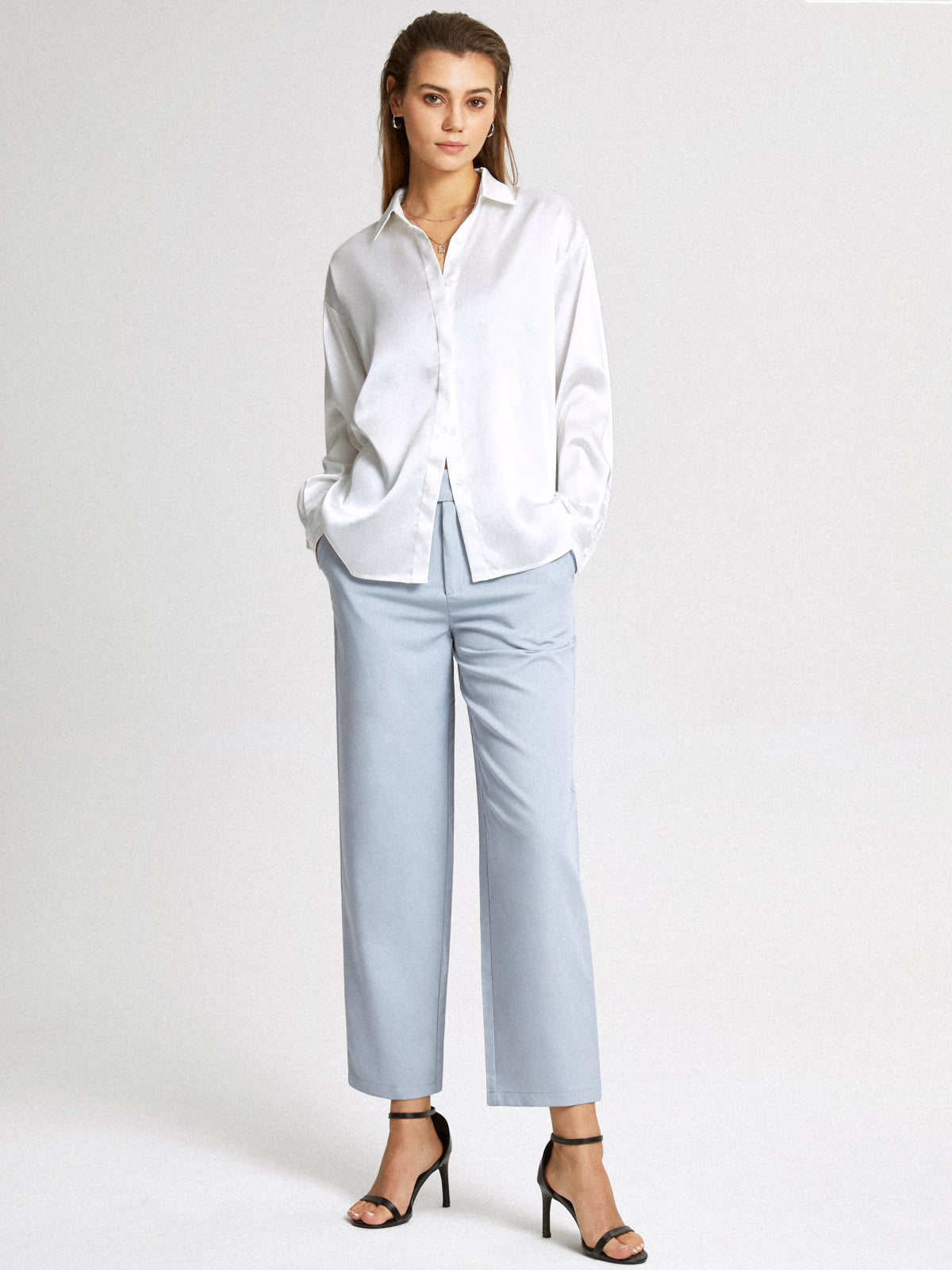 Thecomense - Casual Silk Oversized Collared Shirt