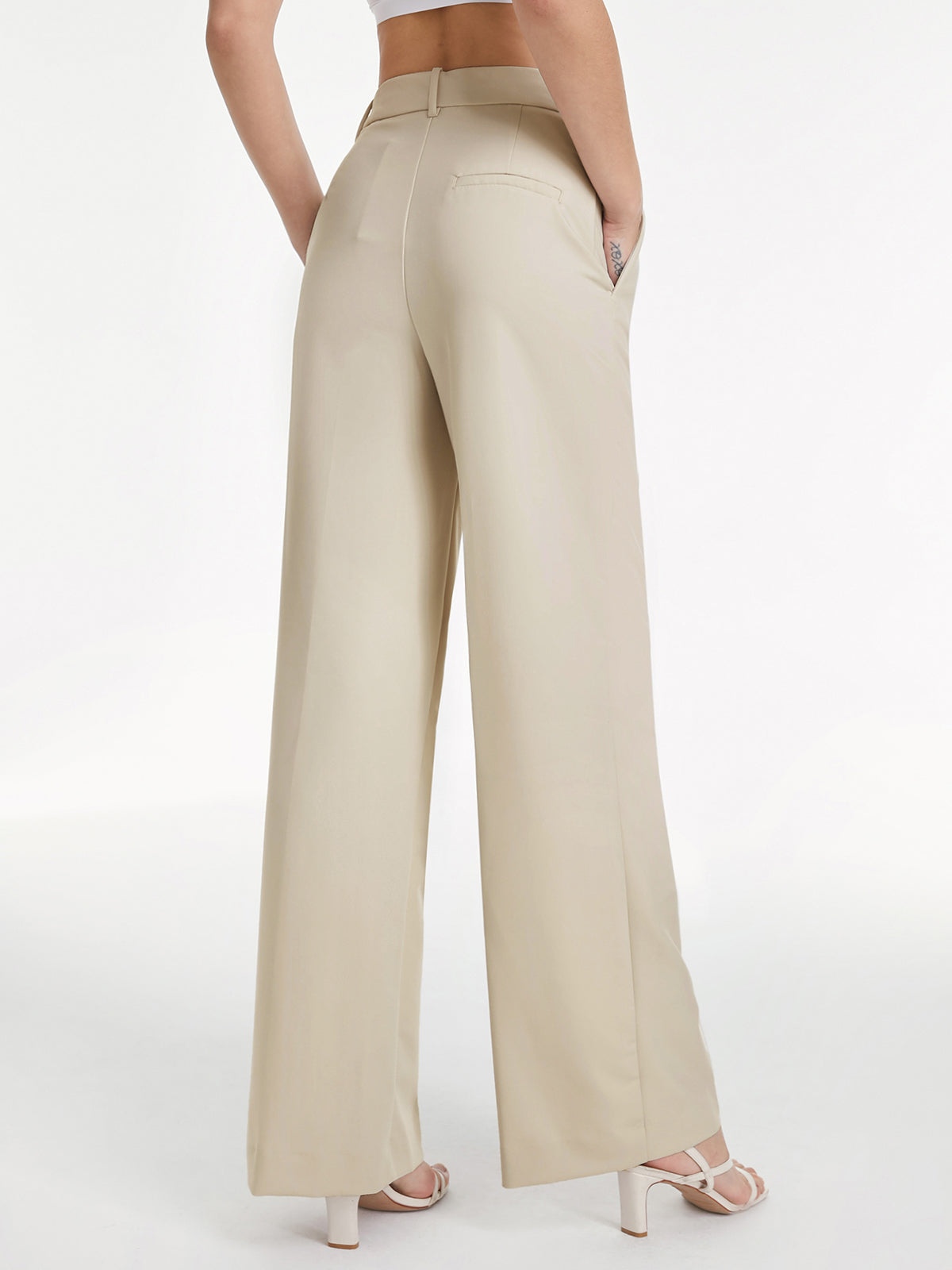 Thecomense - High Waisted Relaxed Fit Wide Leg Trousers