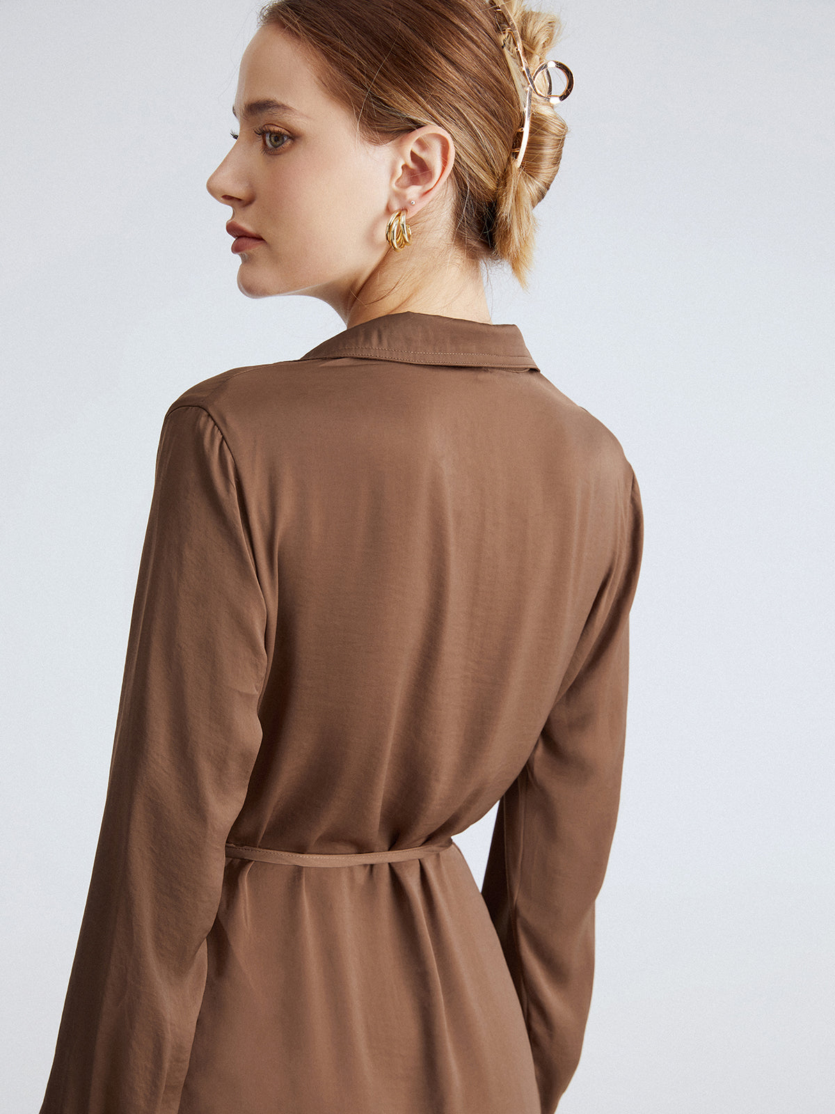 Thecomense - Cappuccino Run Satin String Dress