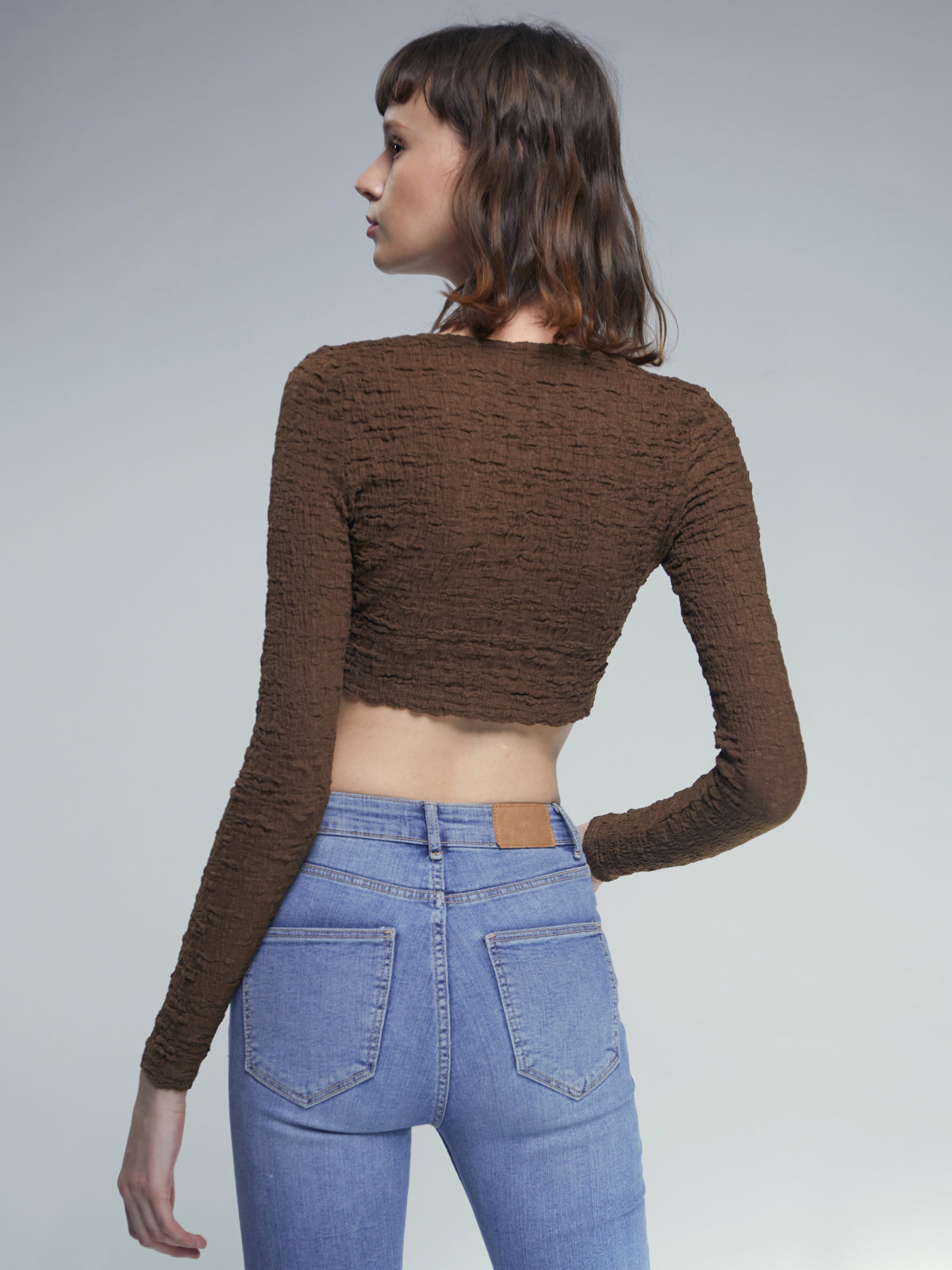 Thecomense - Scoop Neck Double Front Tie Cropped Cardigan