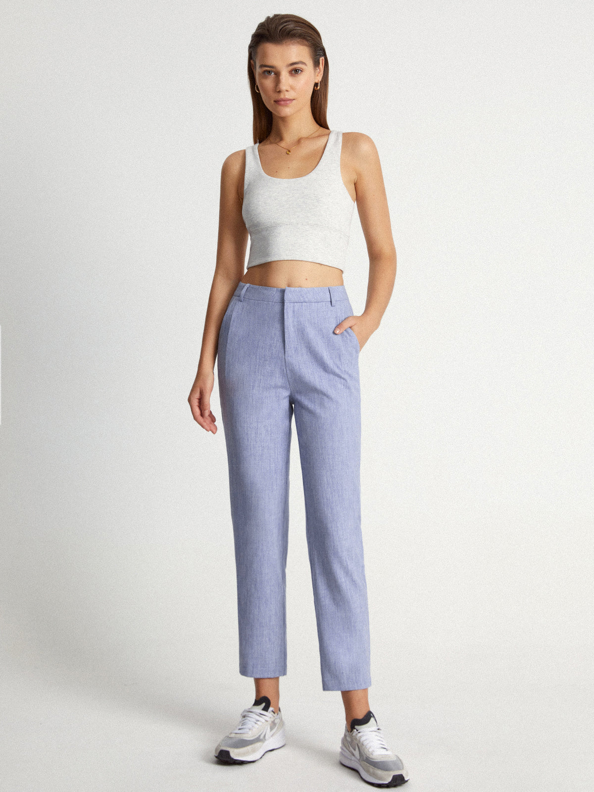 Thecomense - Mid Rise Heathered Pastel Cropped Pants