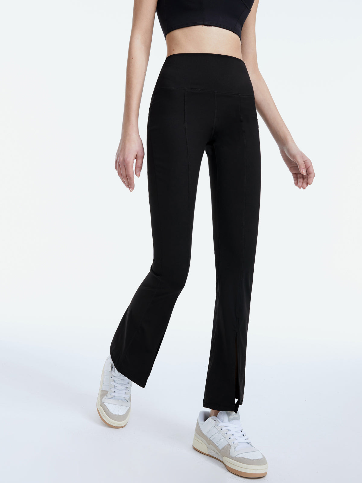 Thecomense - High Waisted Contour Seam Slit Leggings