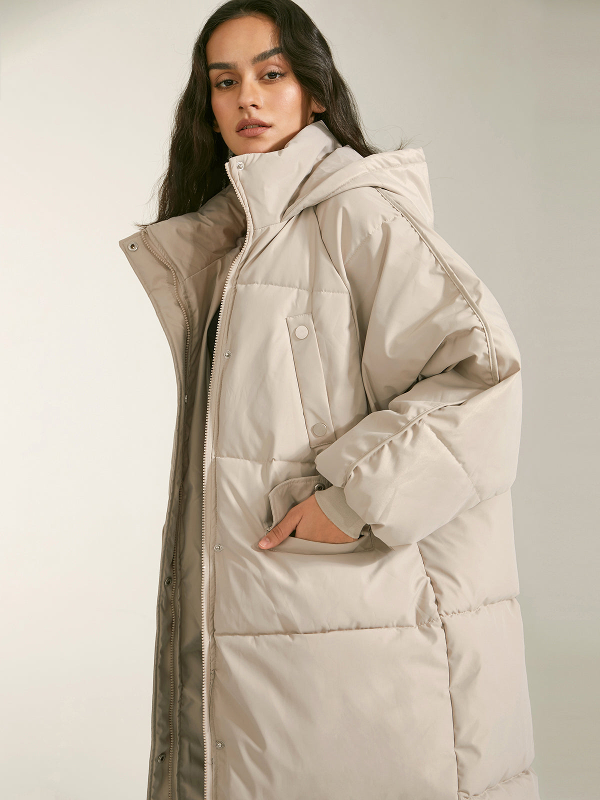 Thecomense - Long Hooded Puffer Parka Coat