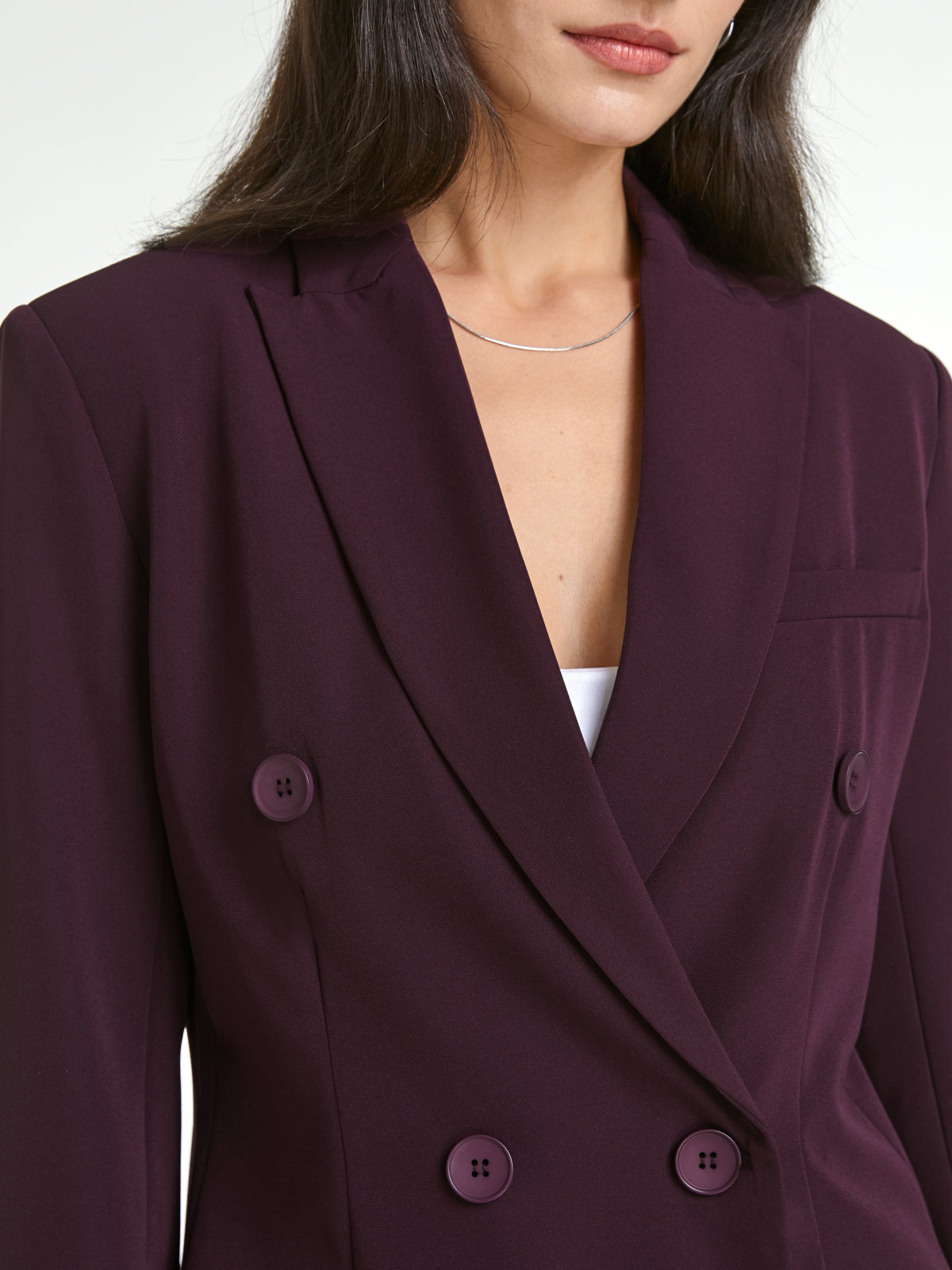 Thecomense - Double Breasted Fitted Long Blazer