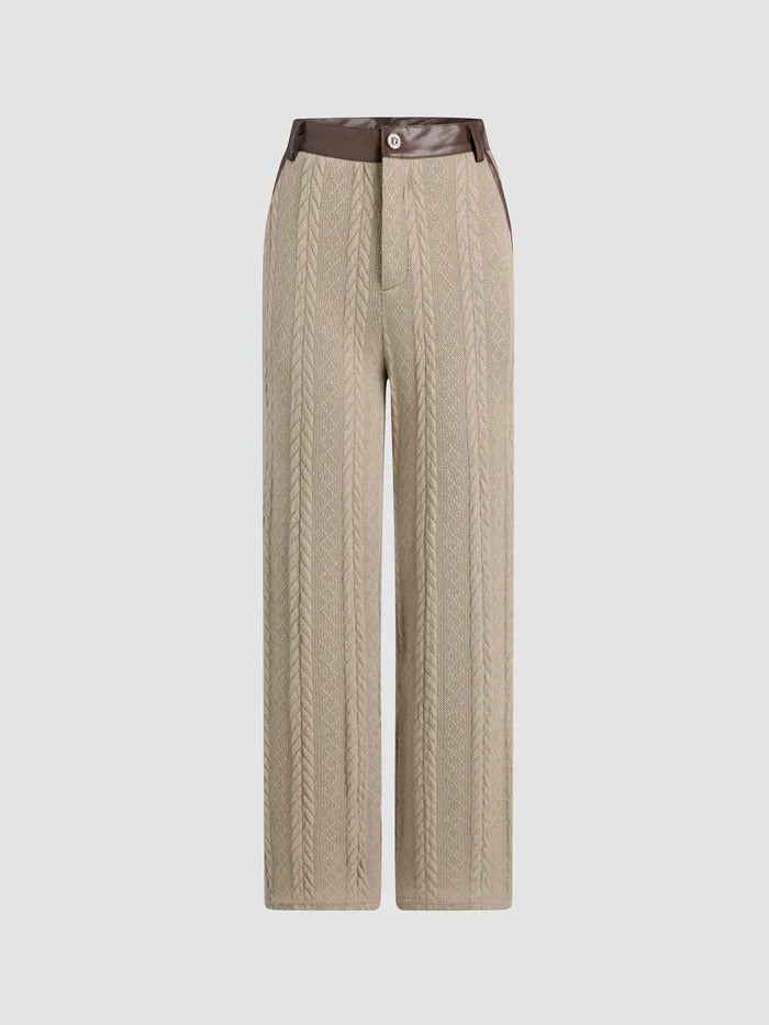 Thecomense - Retro Knitted High-Waisted Straight Leg Pants