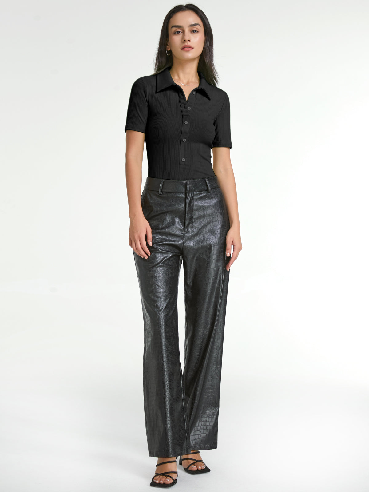 Thecomense - Short Sleeve Button Front Polo Bodysuit