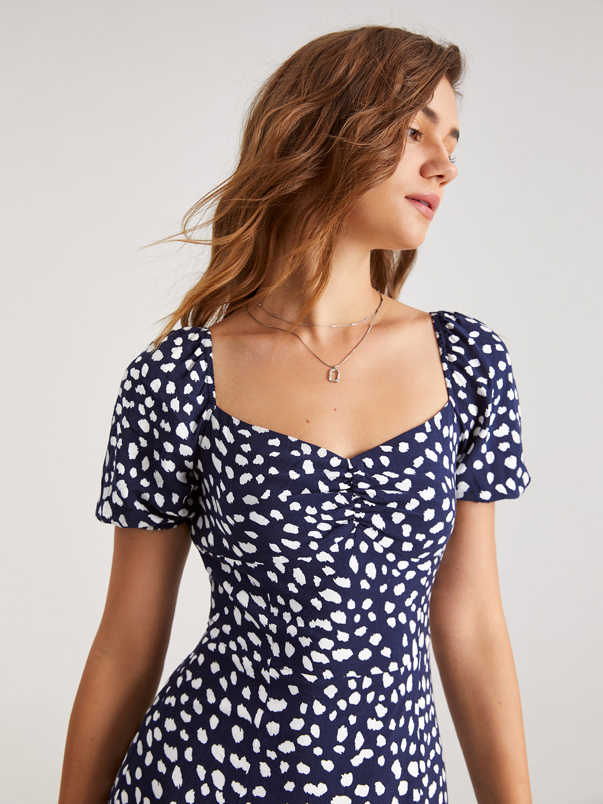 Thecomense - Petals Pattern Slit Floral Midi Dress