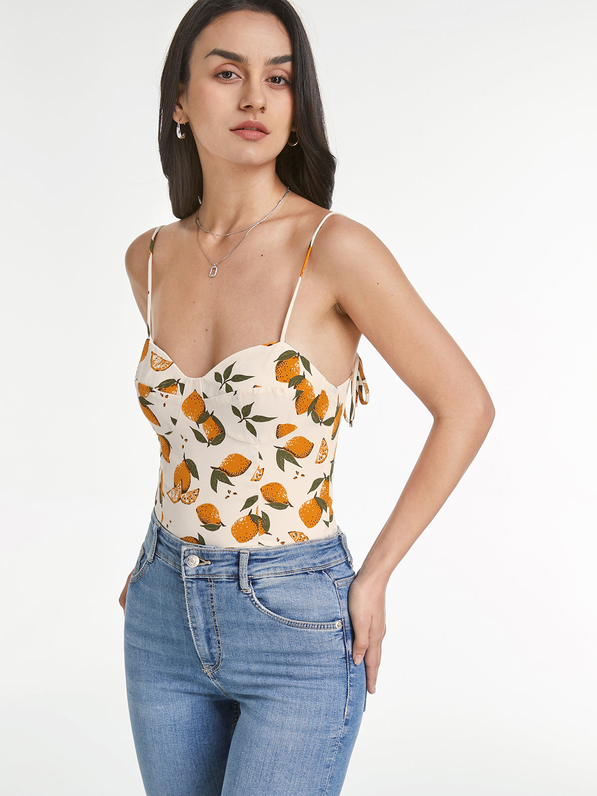 Thecomense - Sweetheart Orange Fruit Contour Tank Top