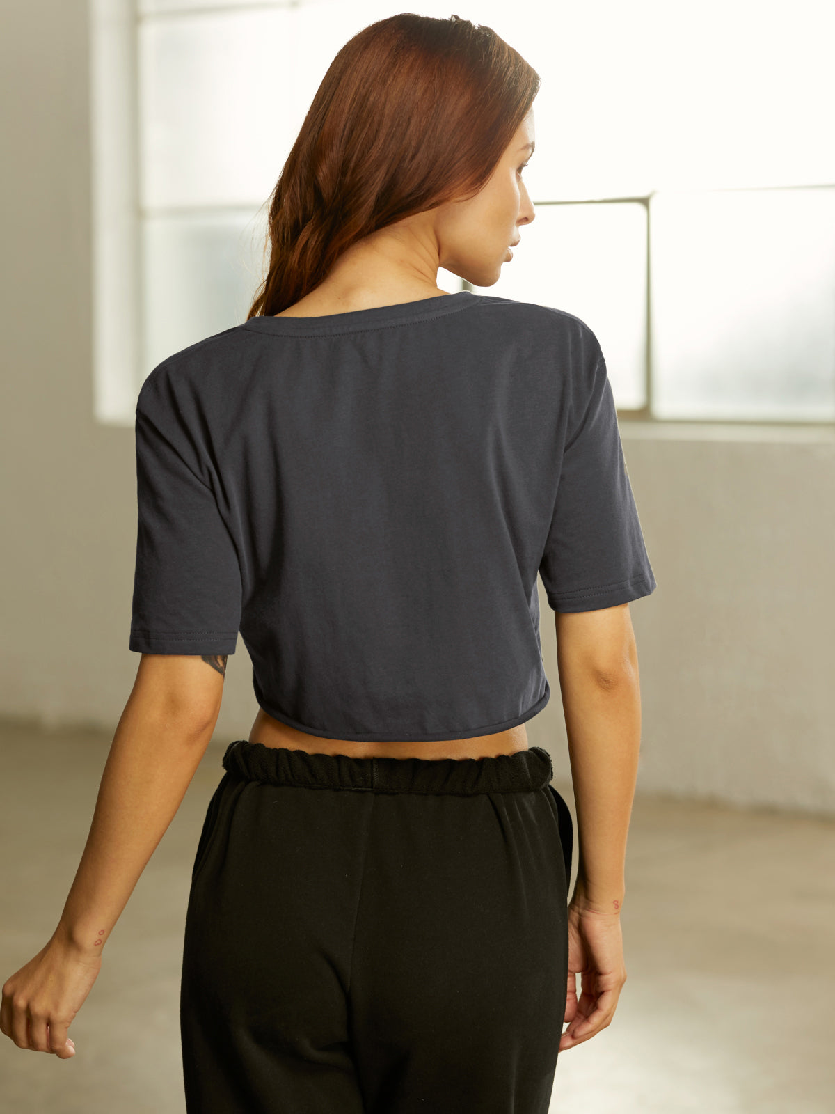 Thecomense - Raw Edge Twist Front Mini Open T-Shirt