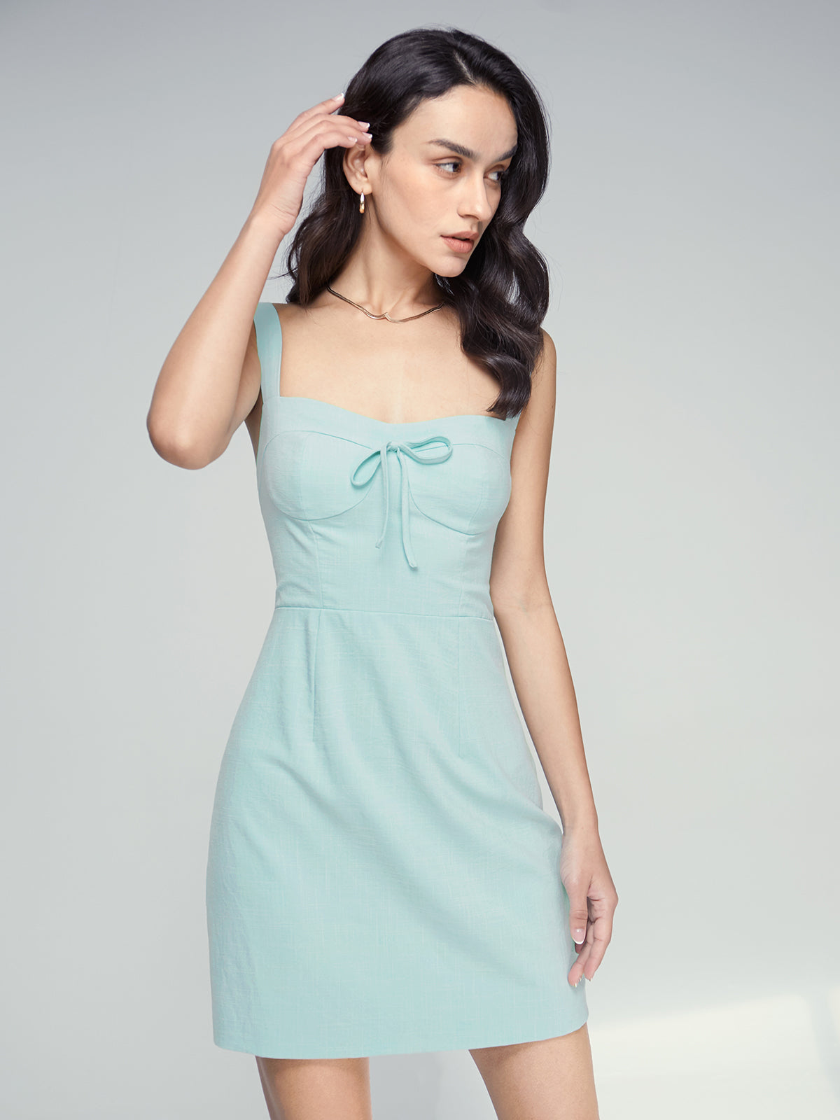 Thecomense - Square Neck Corset Contour Casual Mini Strap Dress