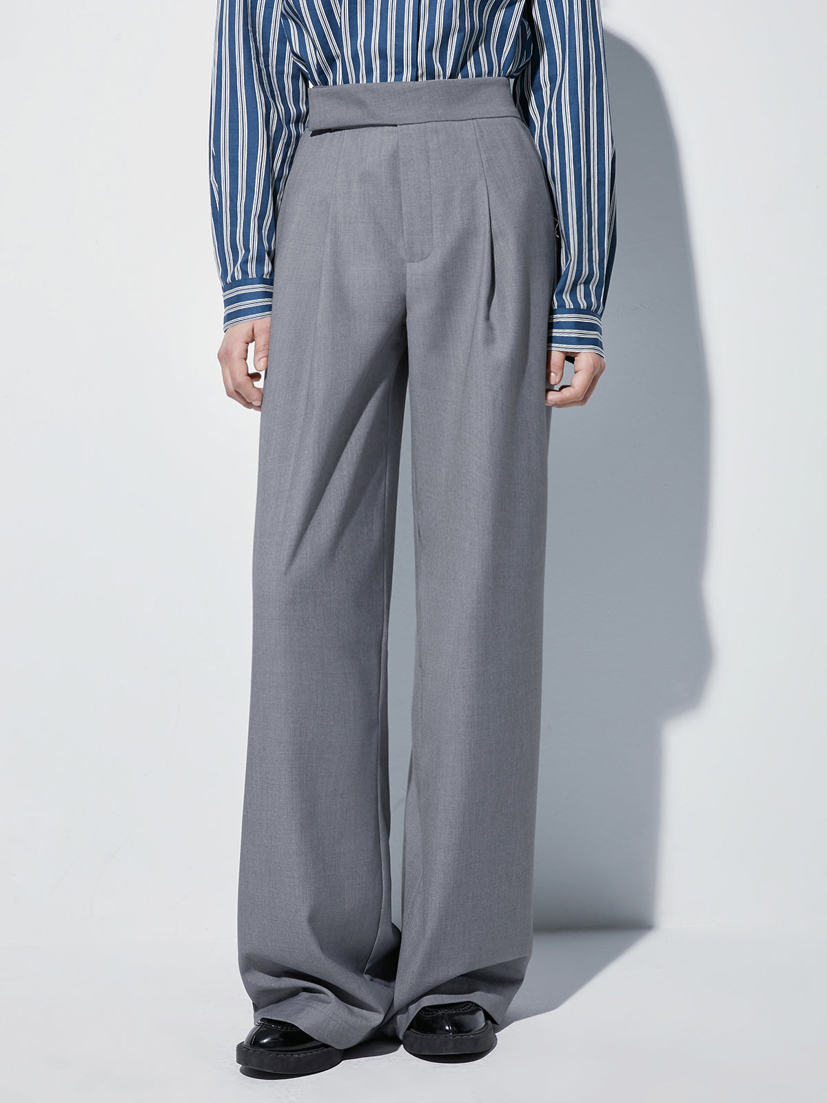 Thecomense - High Waisted Wide Leg Pleat Front Trousers