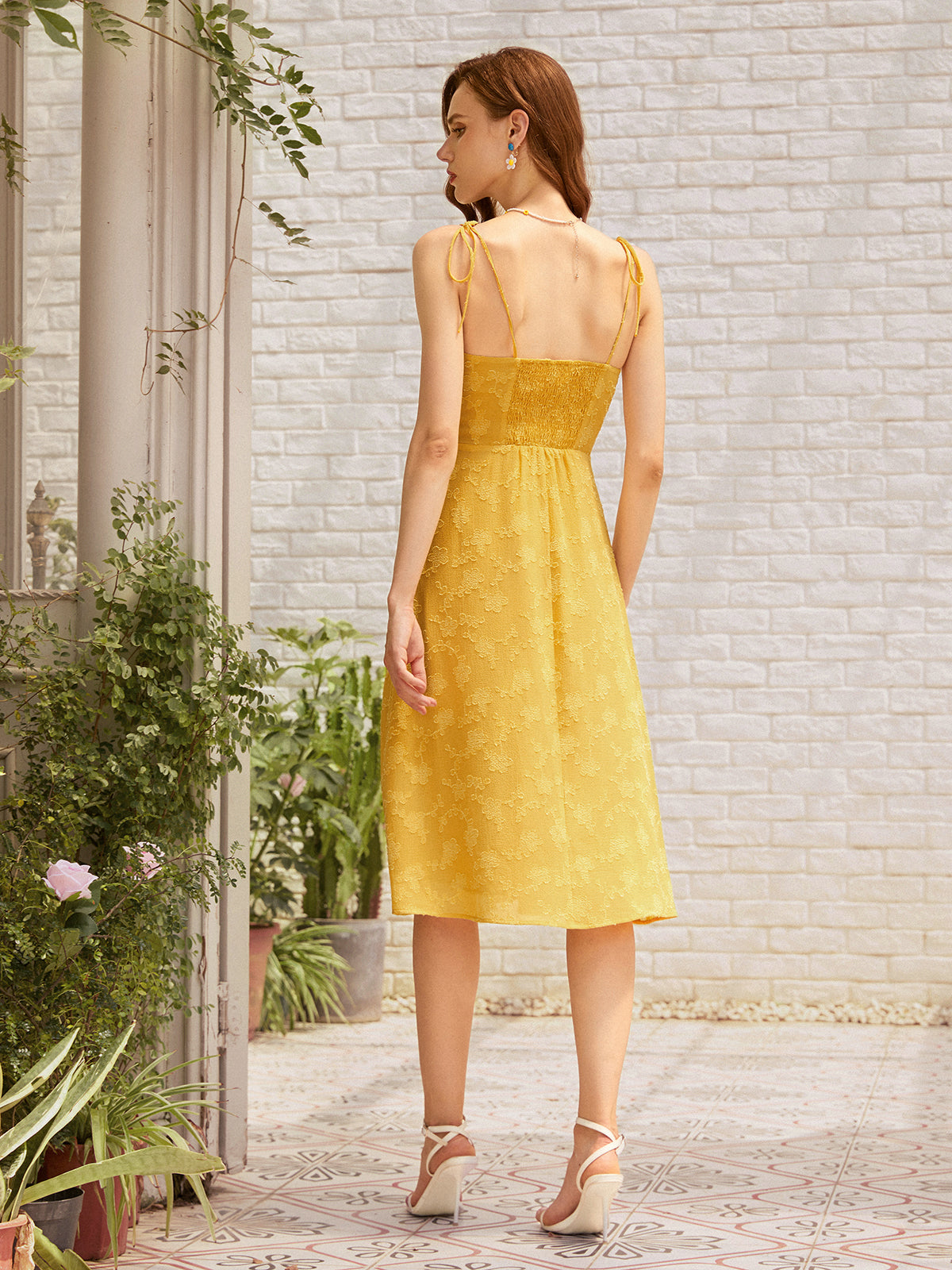 Thecomense - Morning Sunshine Floral Slit Midi Dress