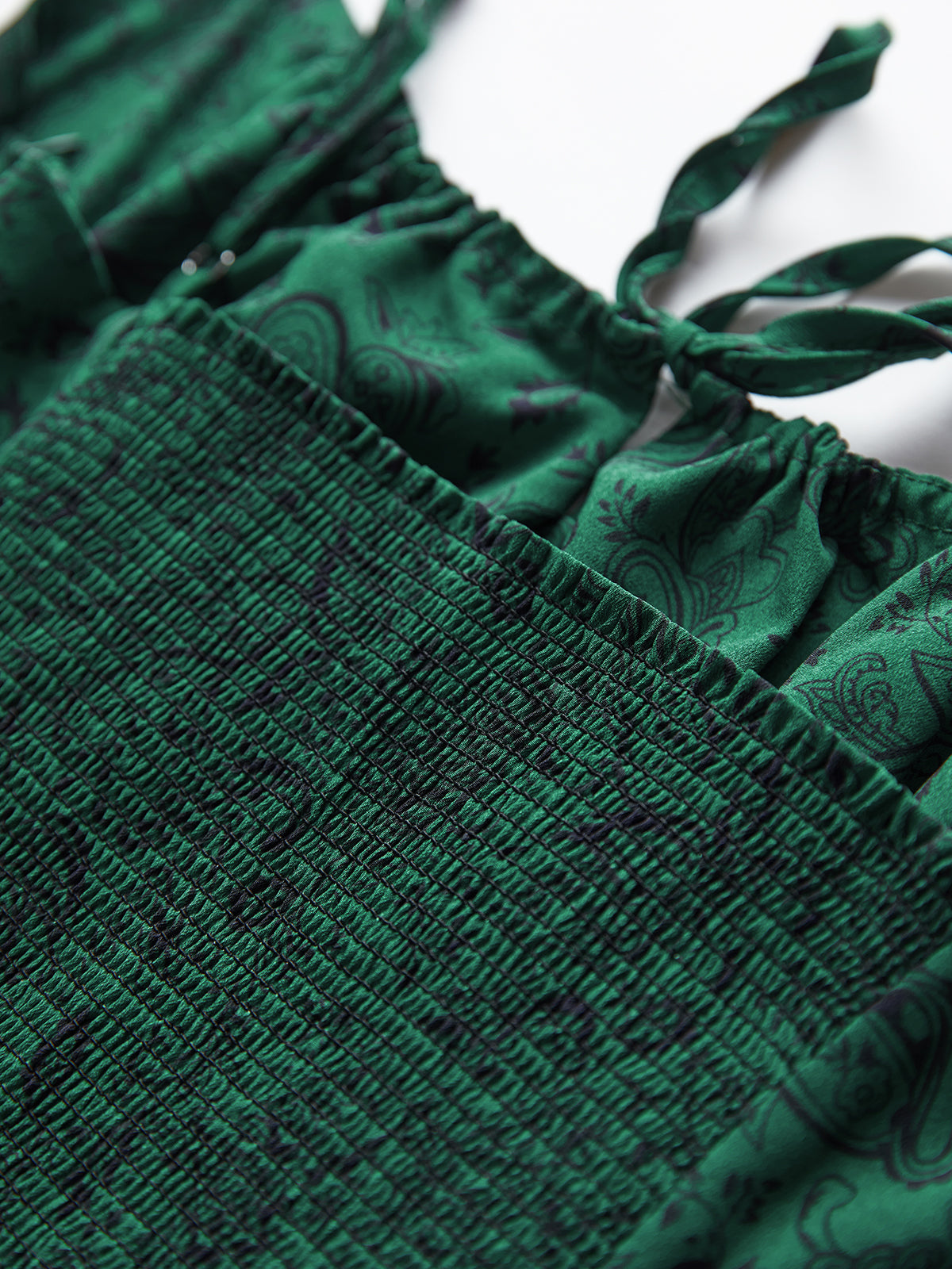 Thecomense - Emerald Green Paisley Smoothie Strap Dress