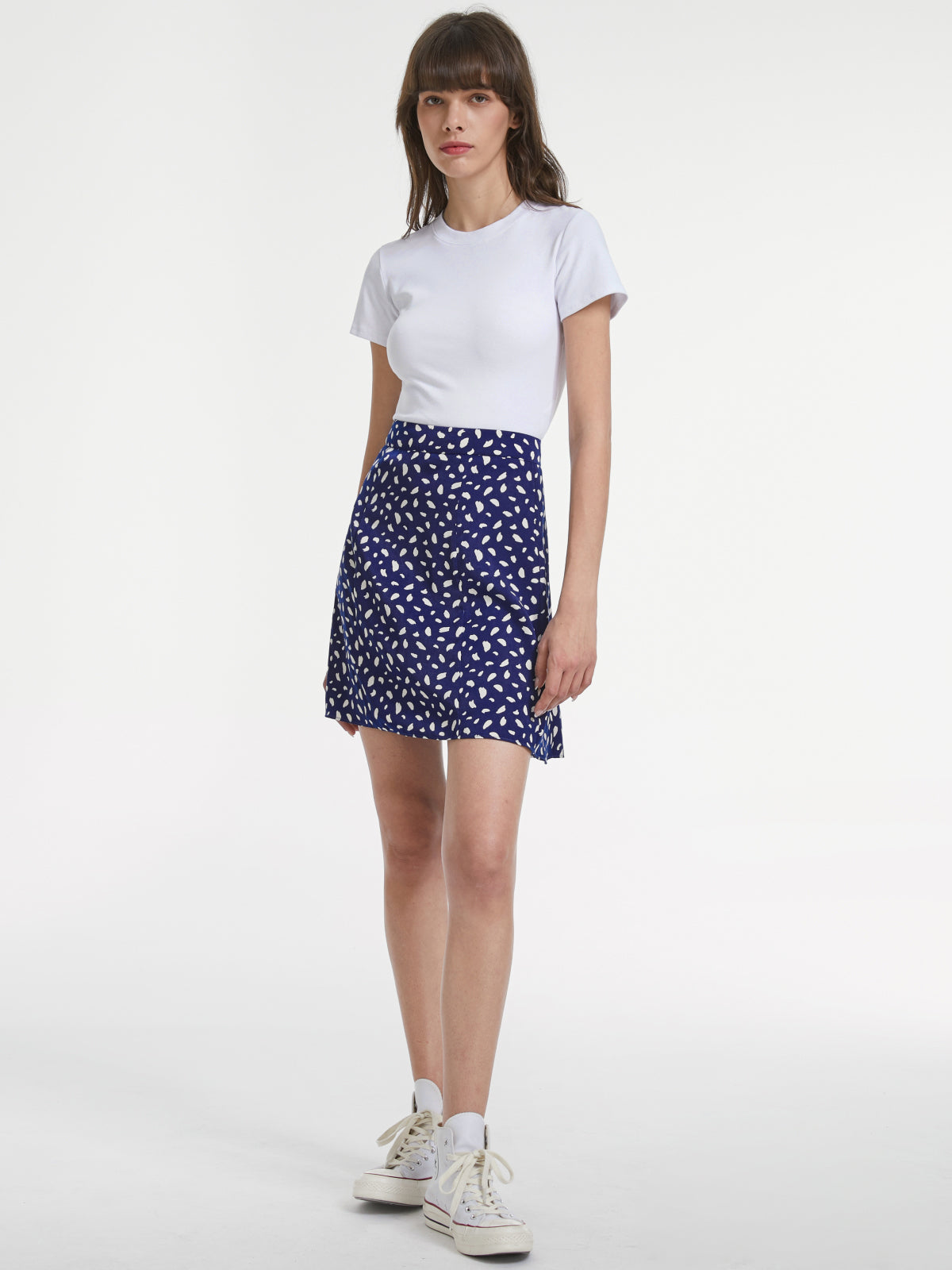 Thecomense - Petals Print High Waisted Mini Skirt