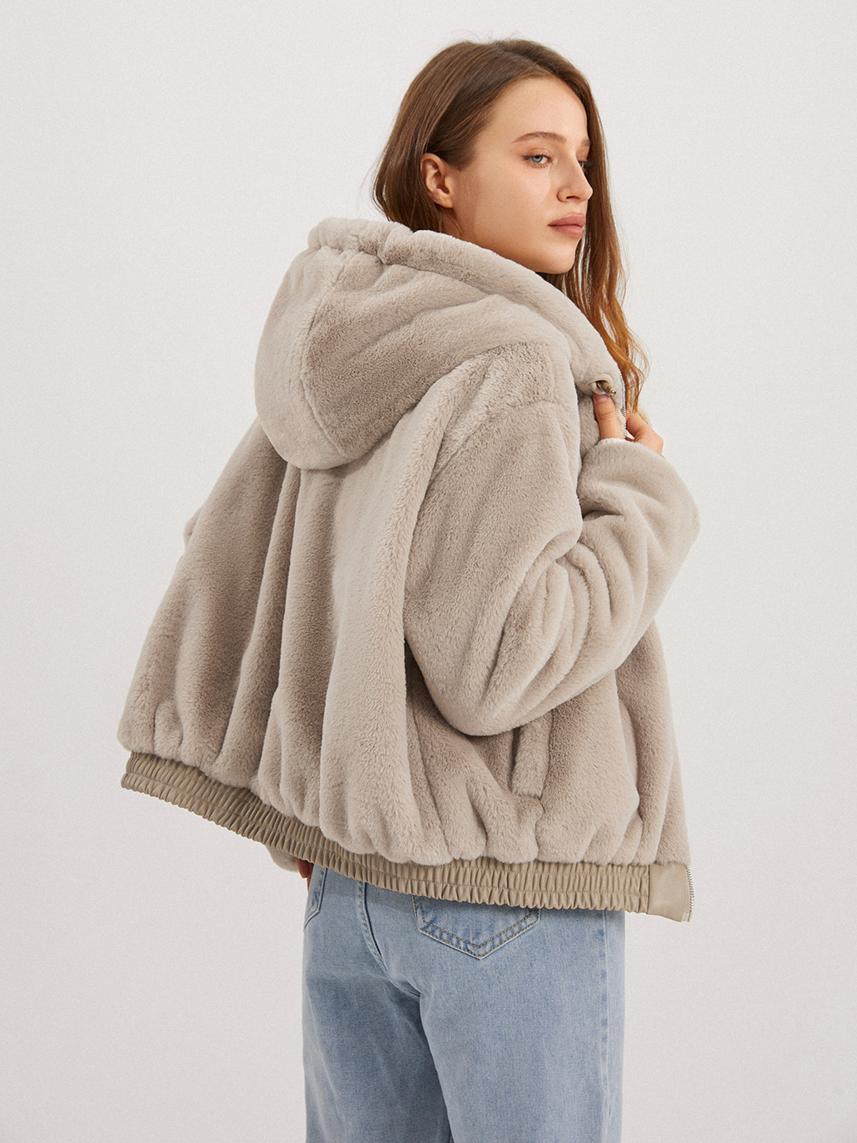 Thecomense - Fleece Solid Oversized Jacket