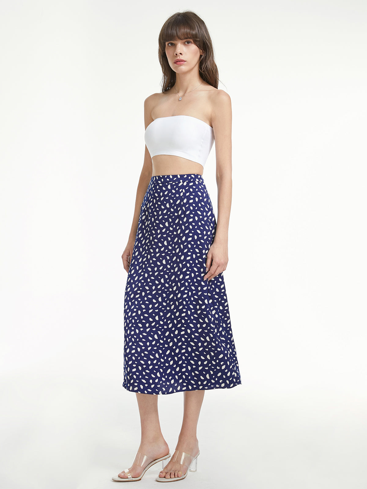 Thecomense - Light Petal High Waisted A-Line Midi Skirt
