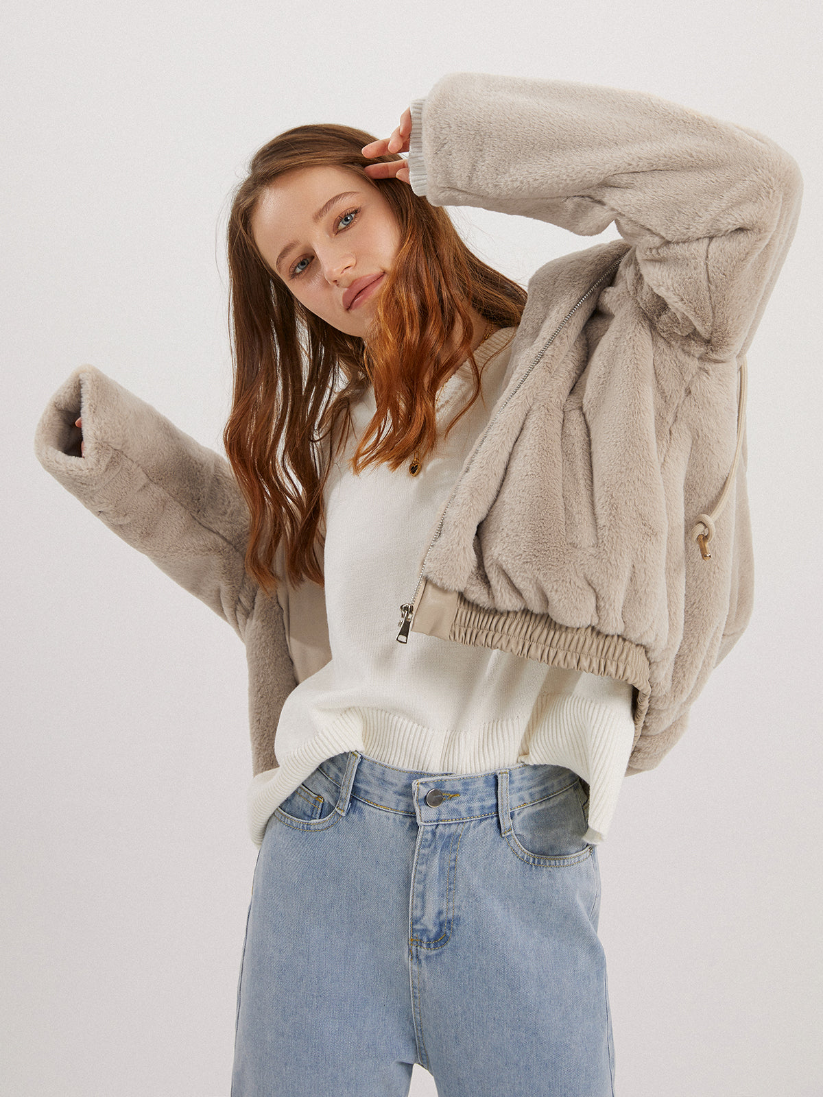 Thecomense - Fleece Solid Oversized Jacket