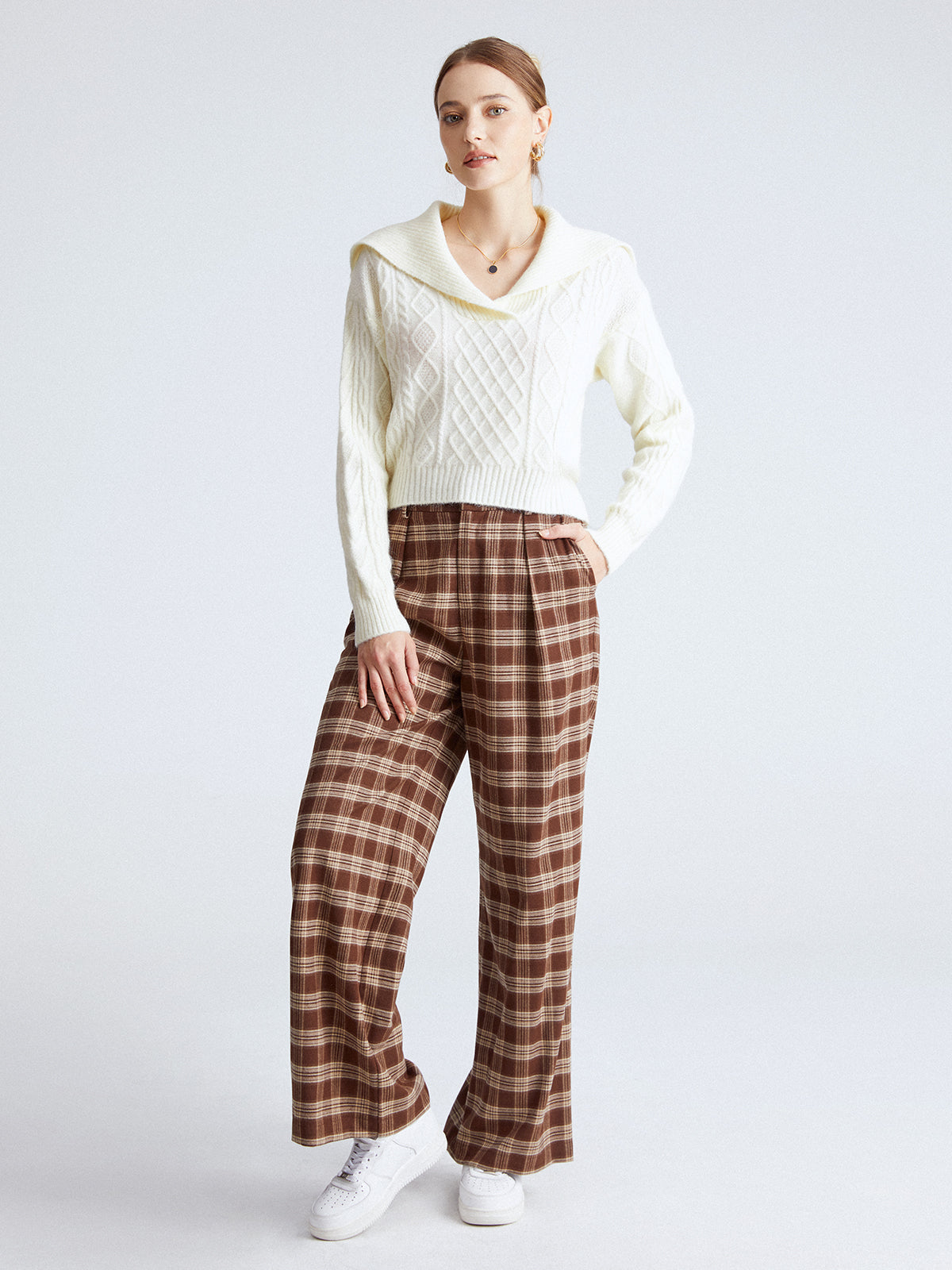 Thecomense - Kiss Under Mistletoe Cable Knit Sweater