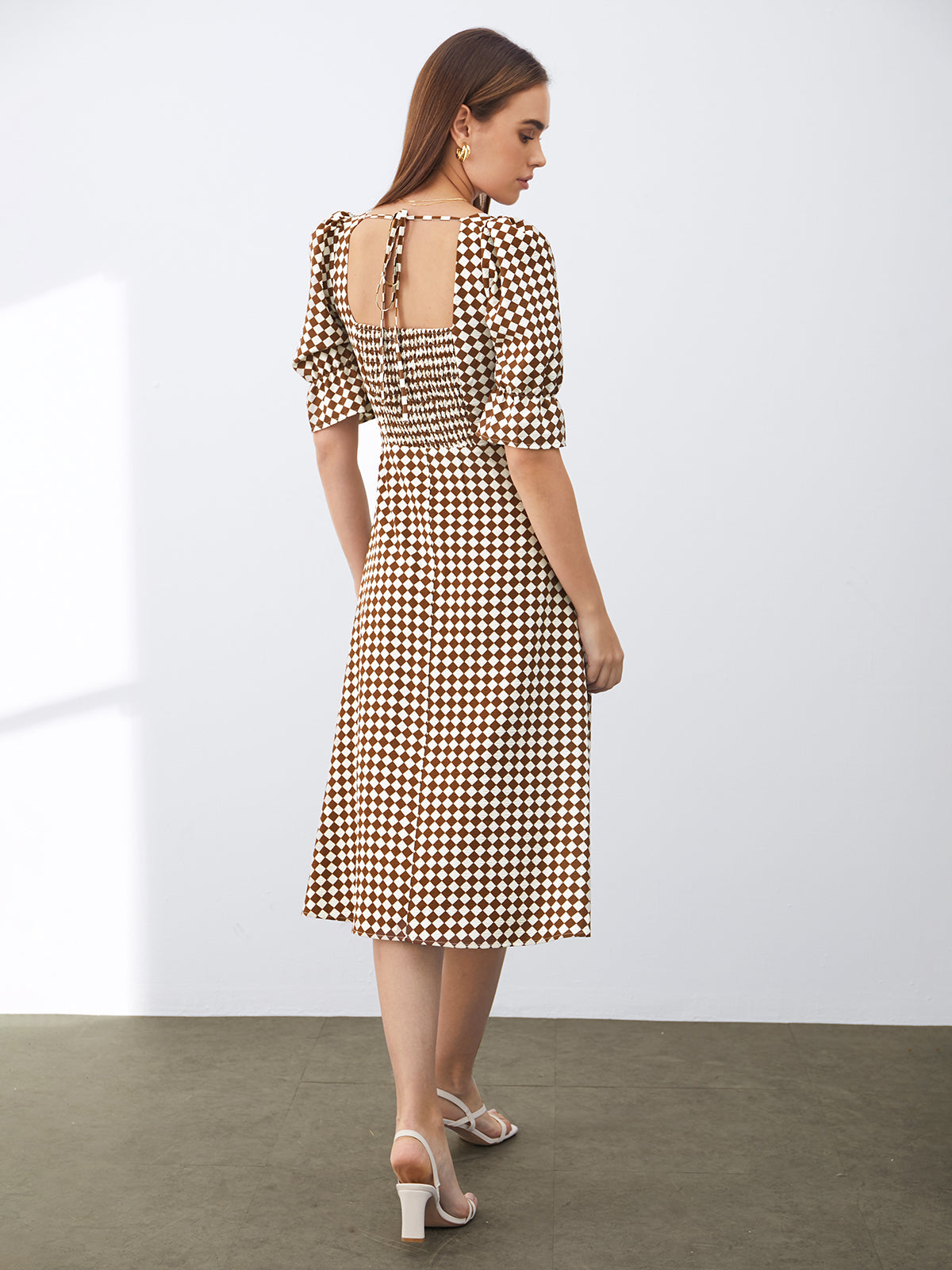 Thecomense - Square Neck Long Sleeve Dress