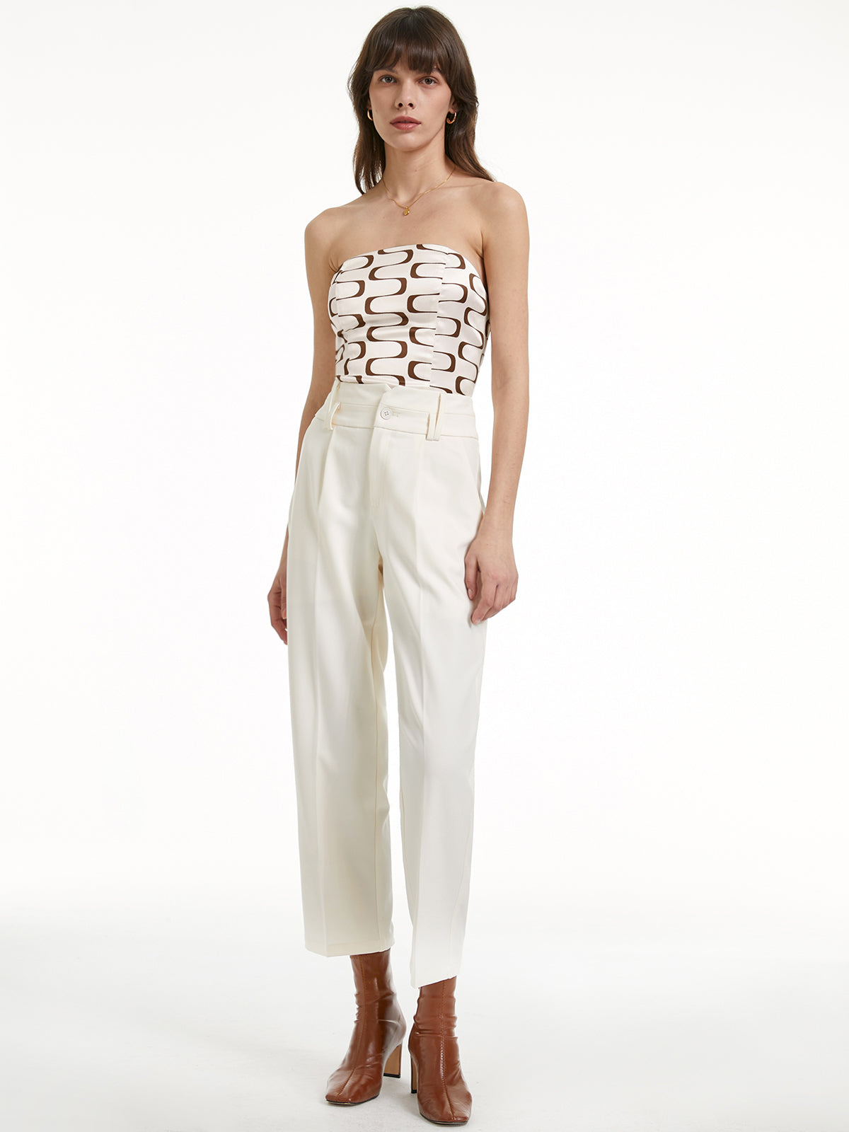Thecomense - Groovy Print Structured Contour Tube Top
