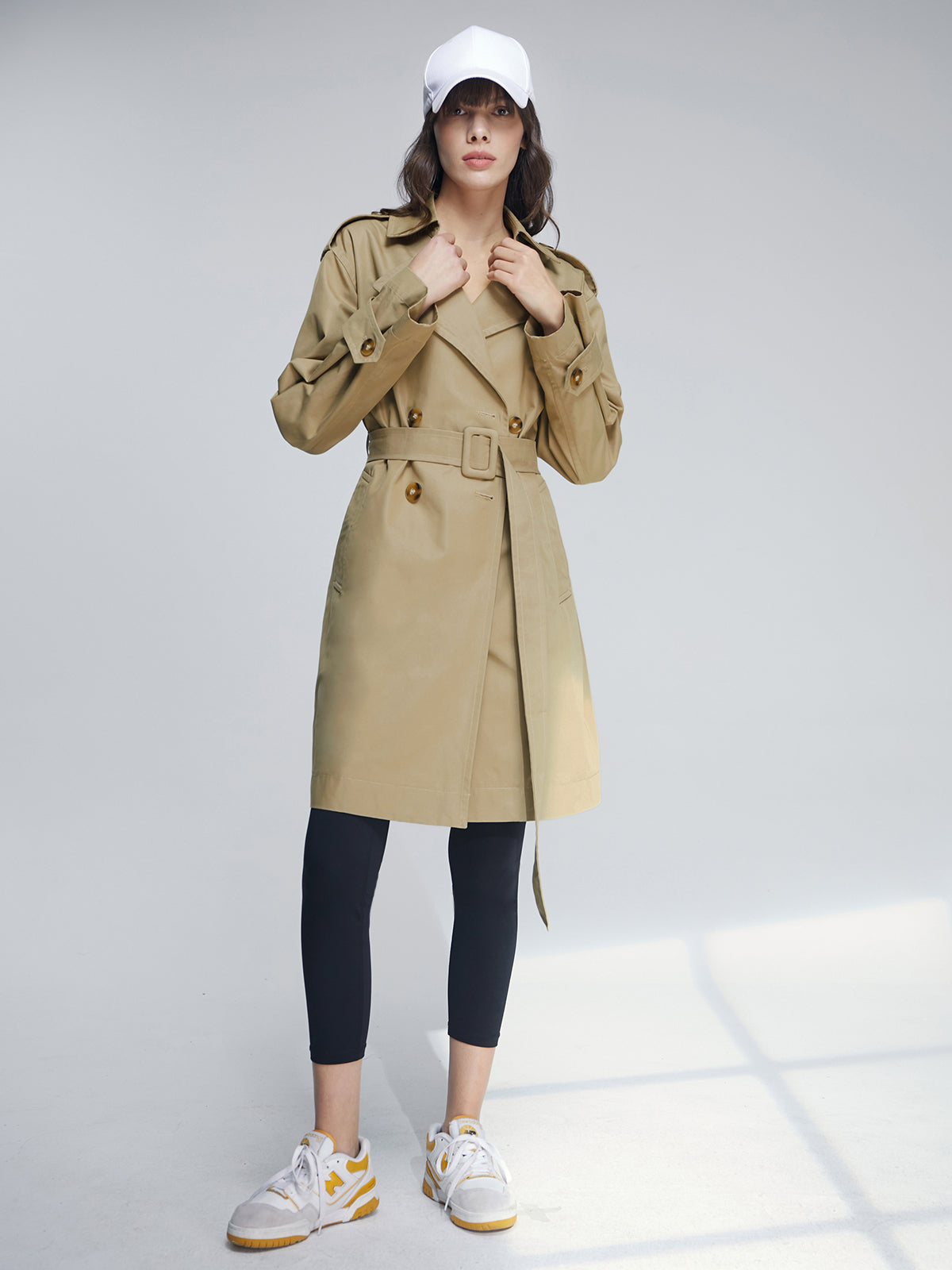 Thecomense - Mid Length Double Breasted Lightweight Trench Coat