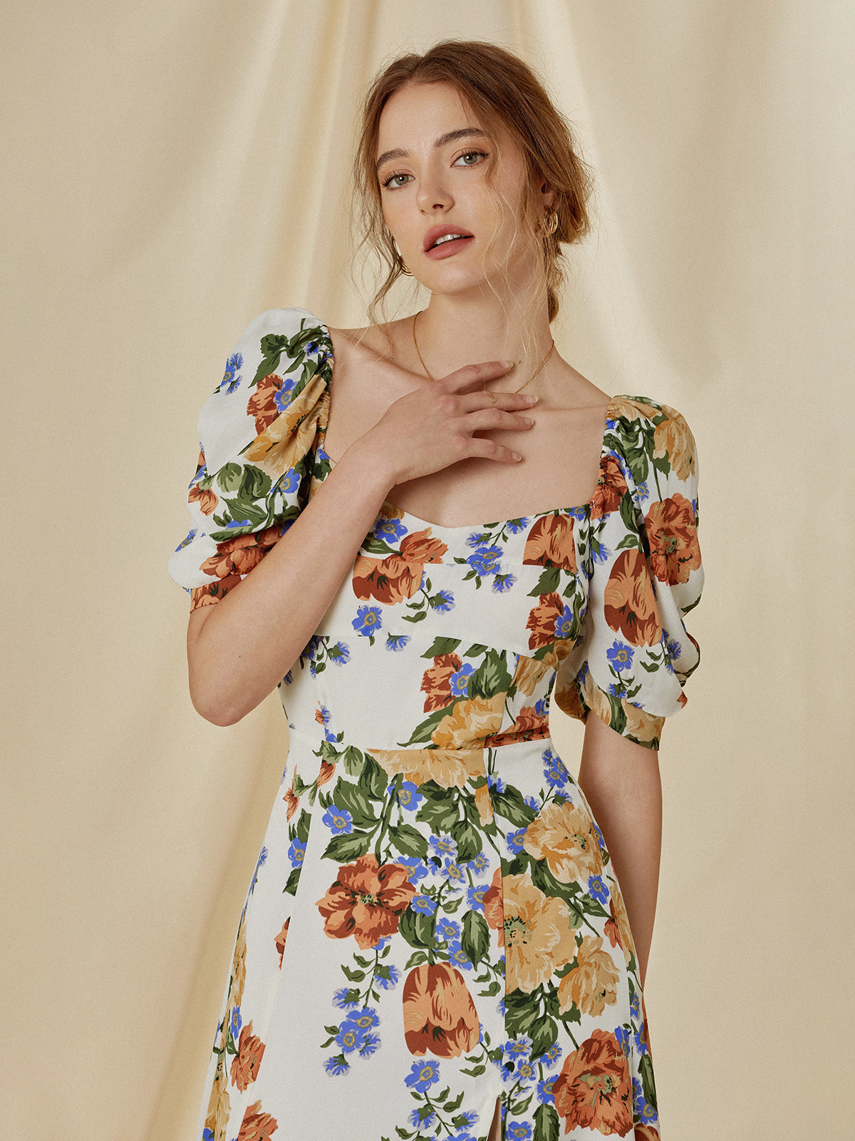 Thecomense - Coachmen Floral Slit Dress