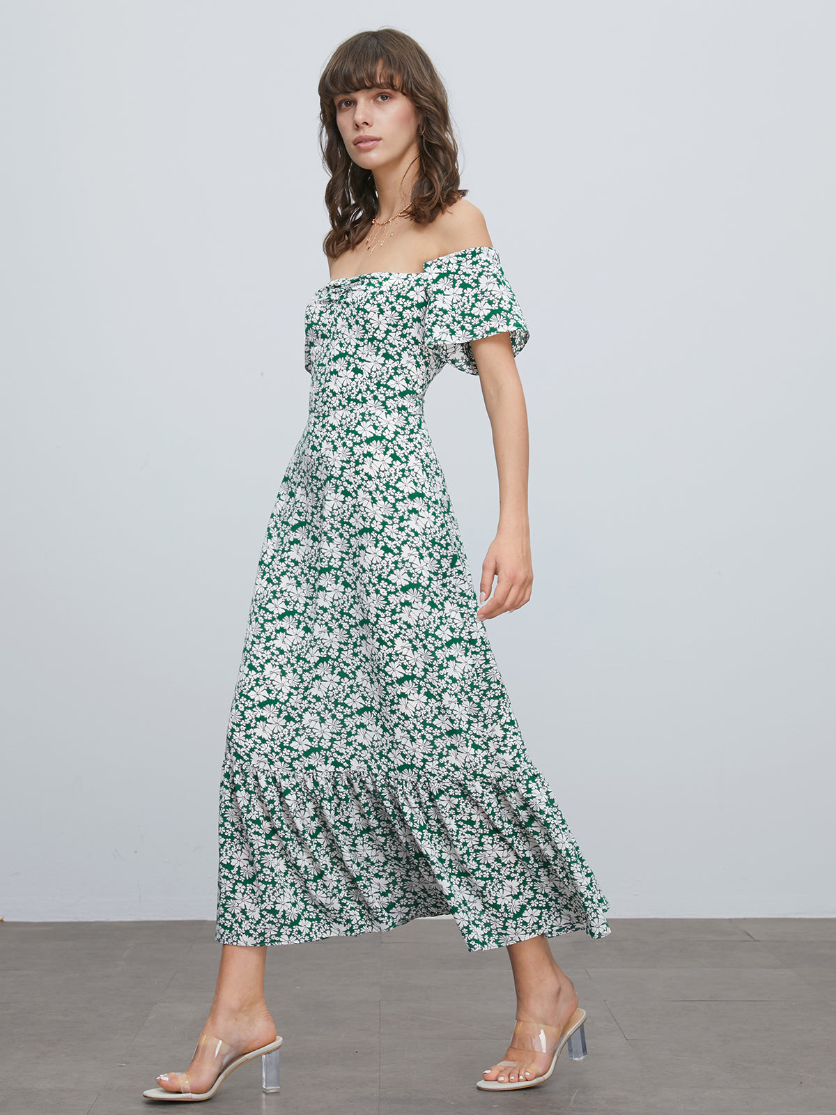 Thecomense - Off Shoulder Floral Long Dress