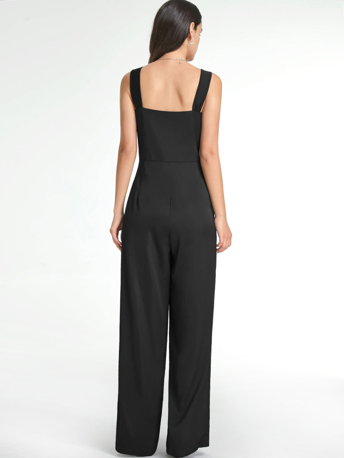Thecomense - Square Neck Wide Leg Tank Jumpsuit