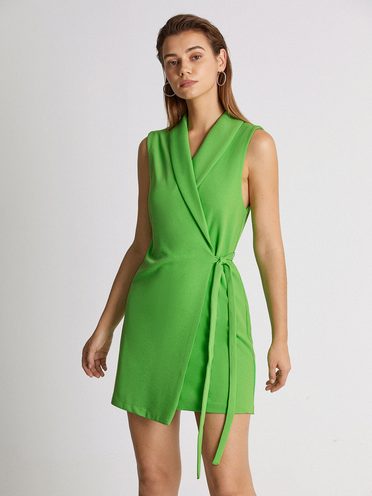 Thecomense - Sleeveless Lapel Mini Blazer Dress