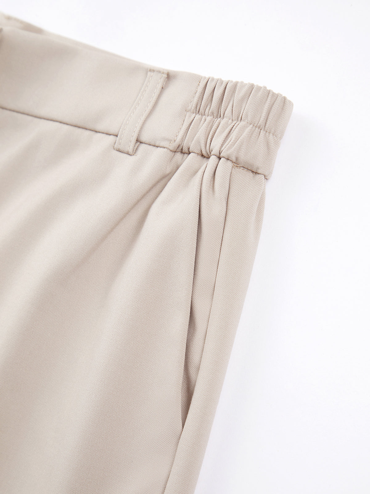 Thecomense - High Waisted Mid-Thigh Elastic Waist Trouser Shorts