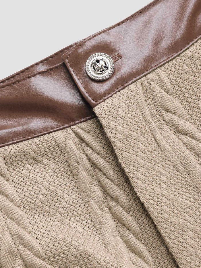Thecomense - Retro Knitted High-Waisted Straight Leg Pants