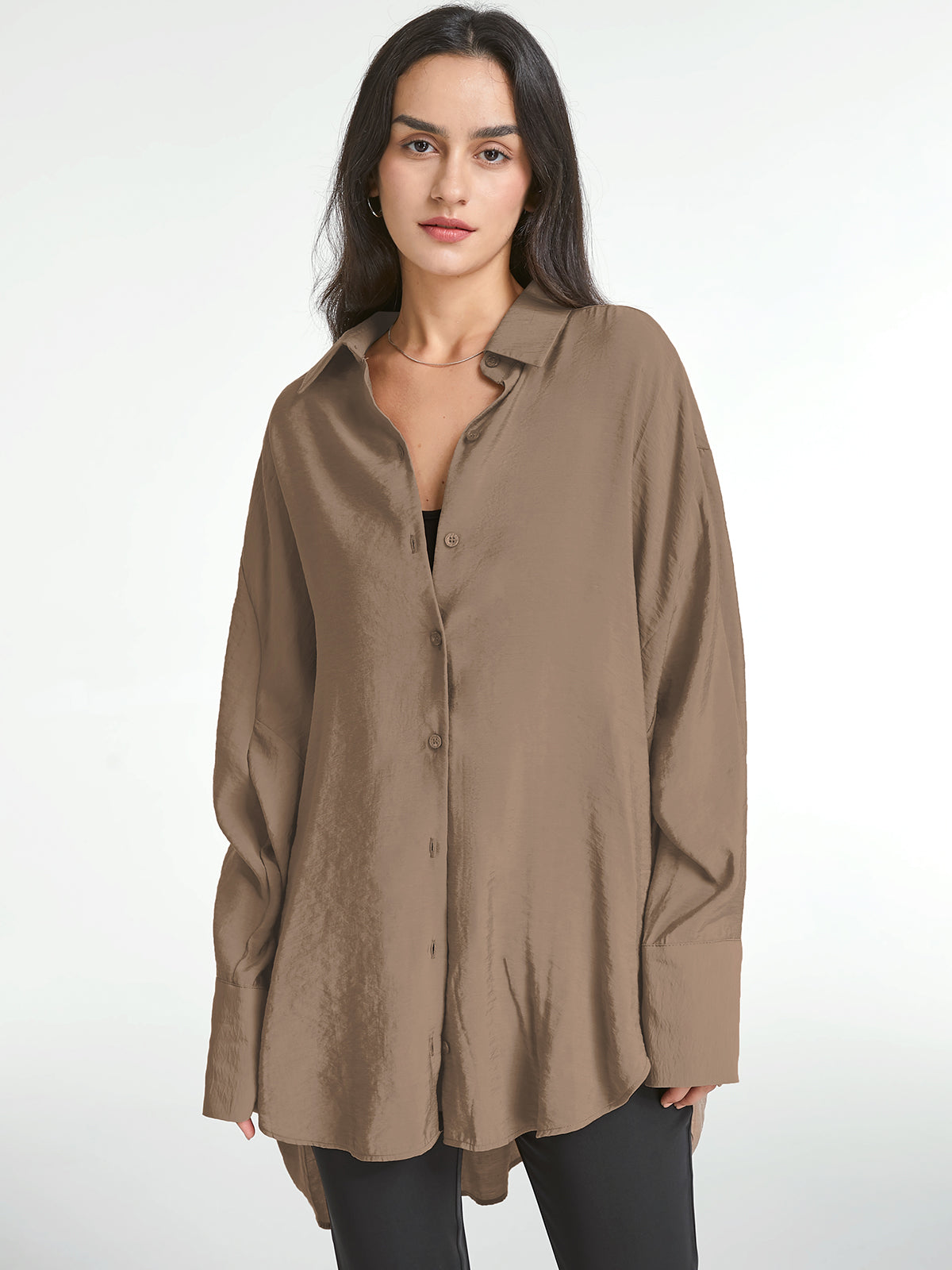 Thecomense - Drop Shoulder Oversized Button Up Shirt