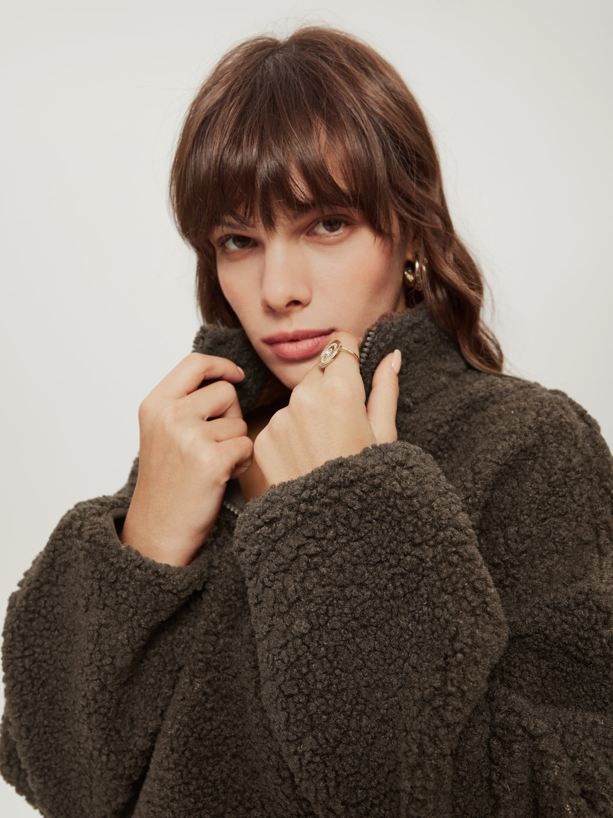 Thecomense - Cozy Teddy Quarter Zip Jacket