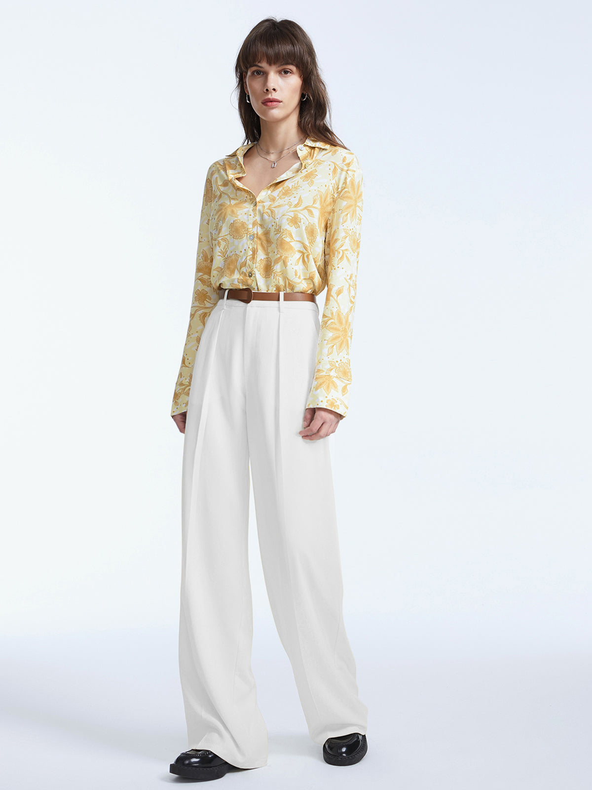 Thecomense - High Waisted Semi-sheer Wide Leg Trousers