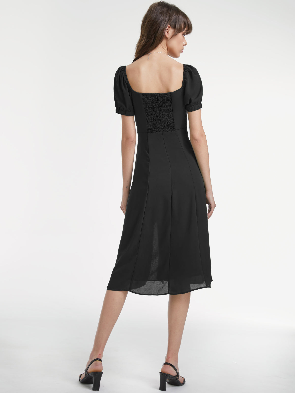 Thecomense - Gathered Dreams Emerald Green Slit Midi Dress