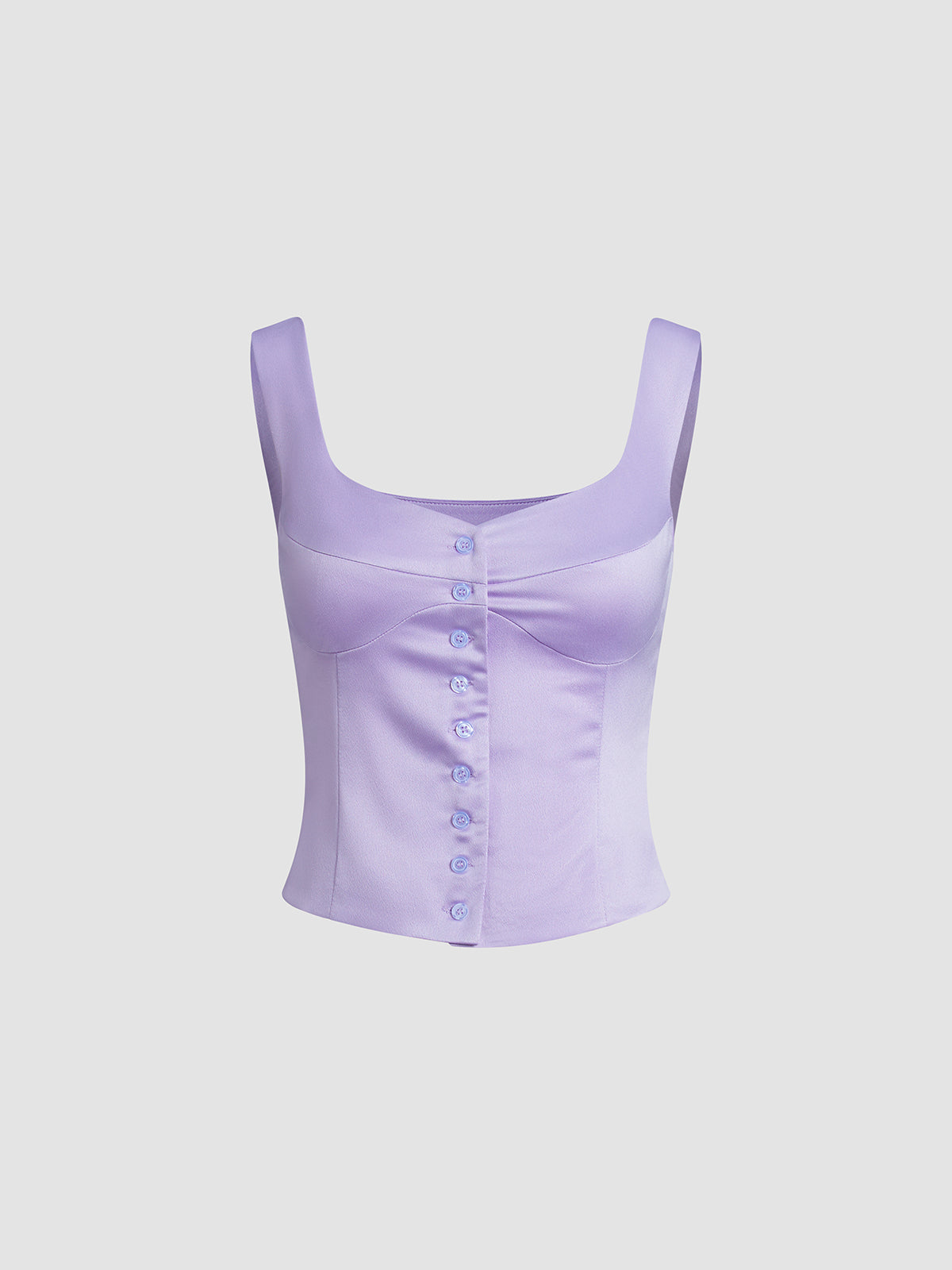 Thecomense - Mauve Button Front Contour Sleeveless Top