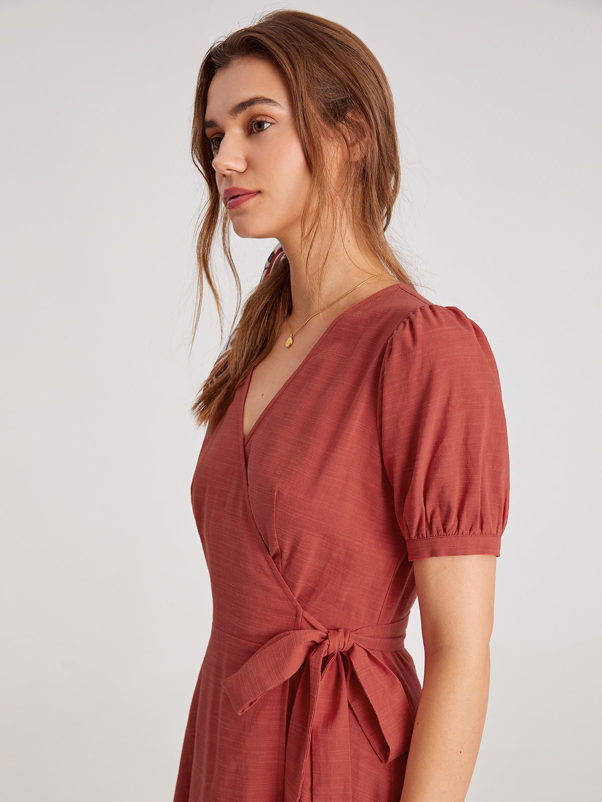 Thecomense - V-Neck Wrap Side Tie Maxi Dress