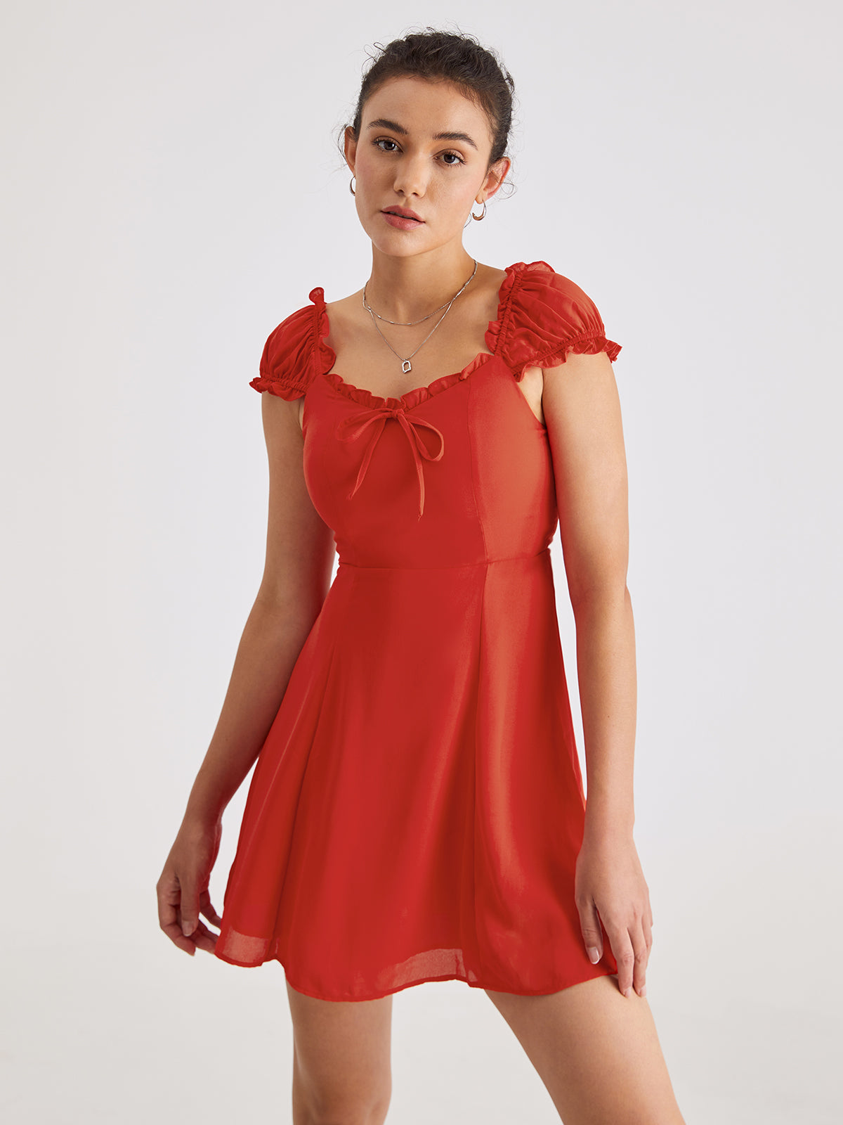 Thecomense - Shoulder Cap Ruffle Mini A Line Summer Dress