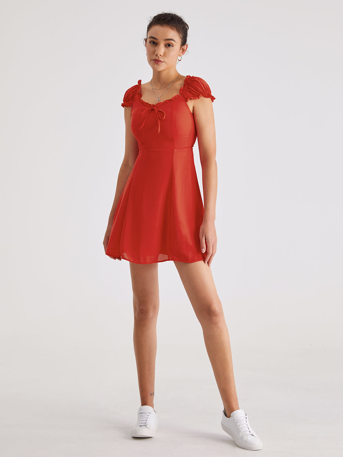 Thecomense - Shoulder Cap Ruffle Mini A Line Summer Dress