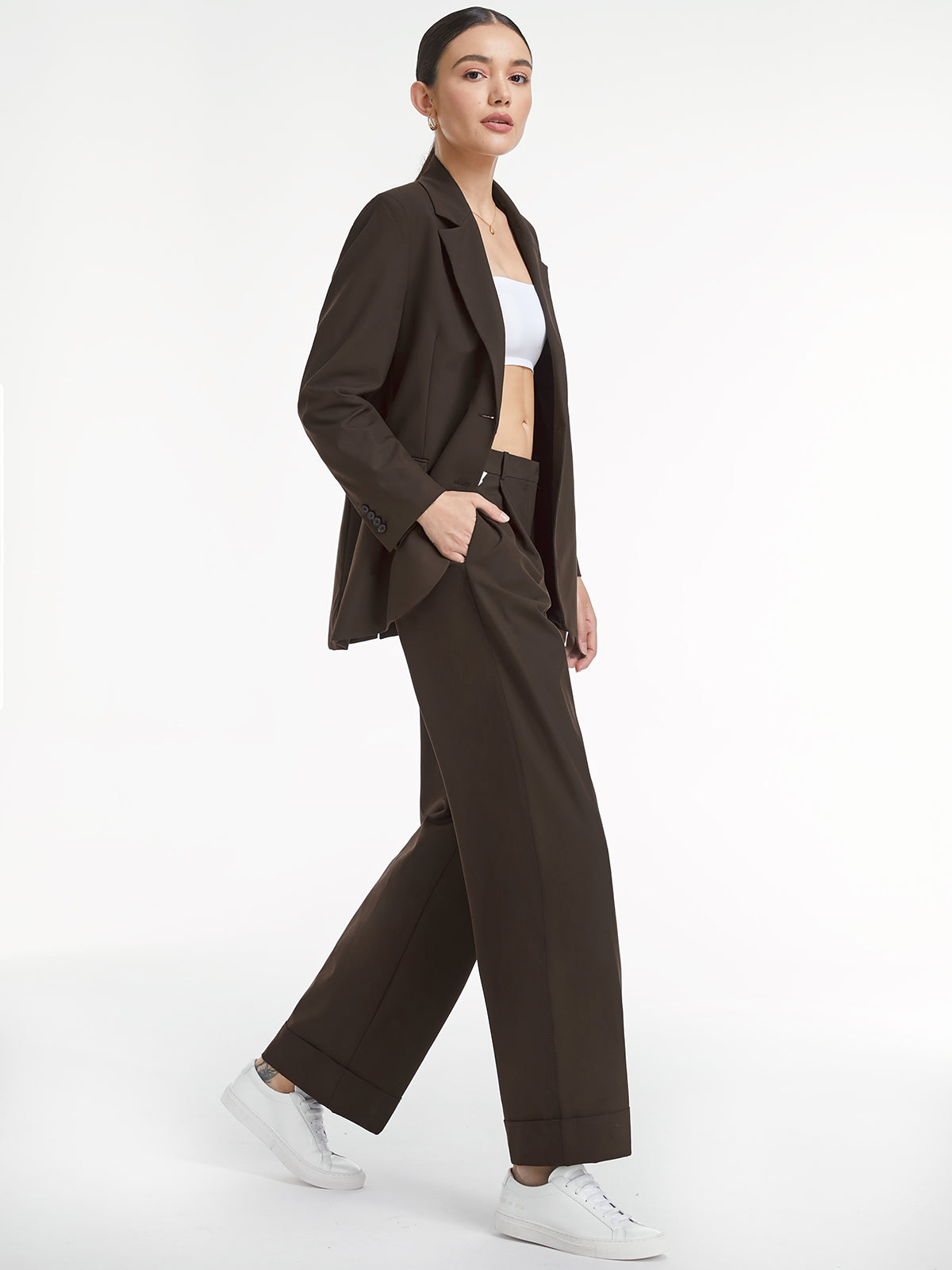 Thecomense - Mid Rise Wide Boxy Leg Trousers