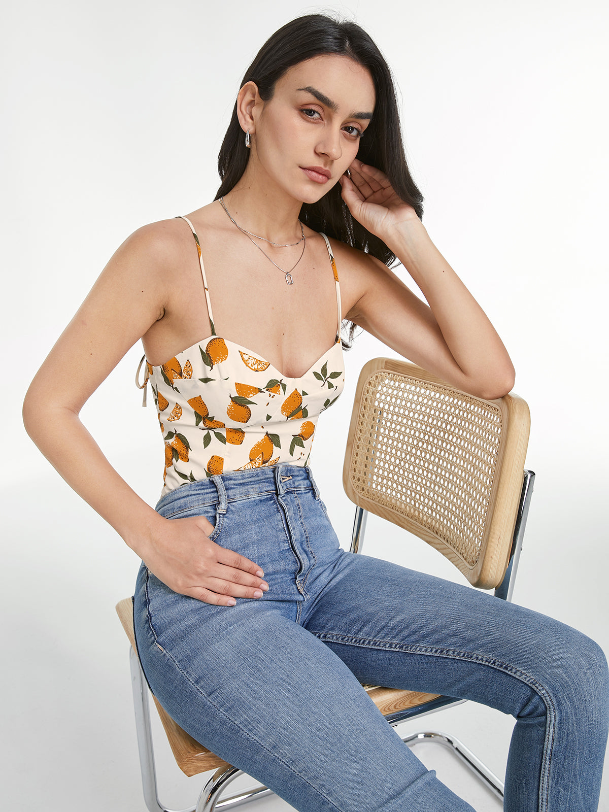 Thecomense - Sweetheart Orange Fruit Contour Tank Top